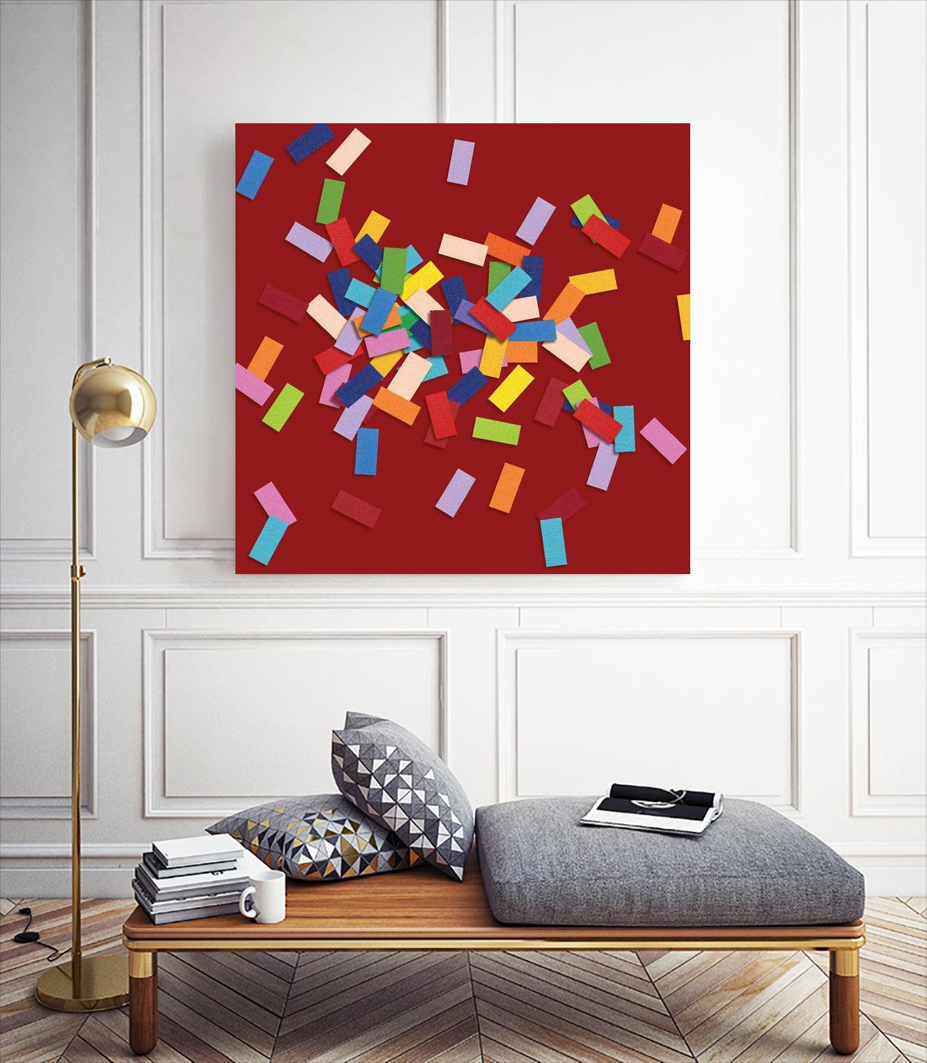 CONFETTI B -rouge by Celine Cimon on GIANT ART - red abstract canadian
