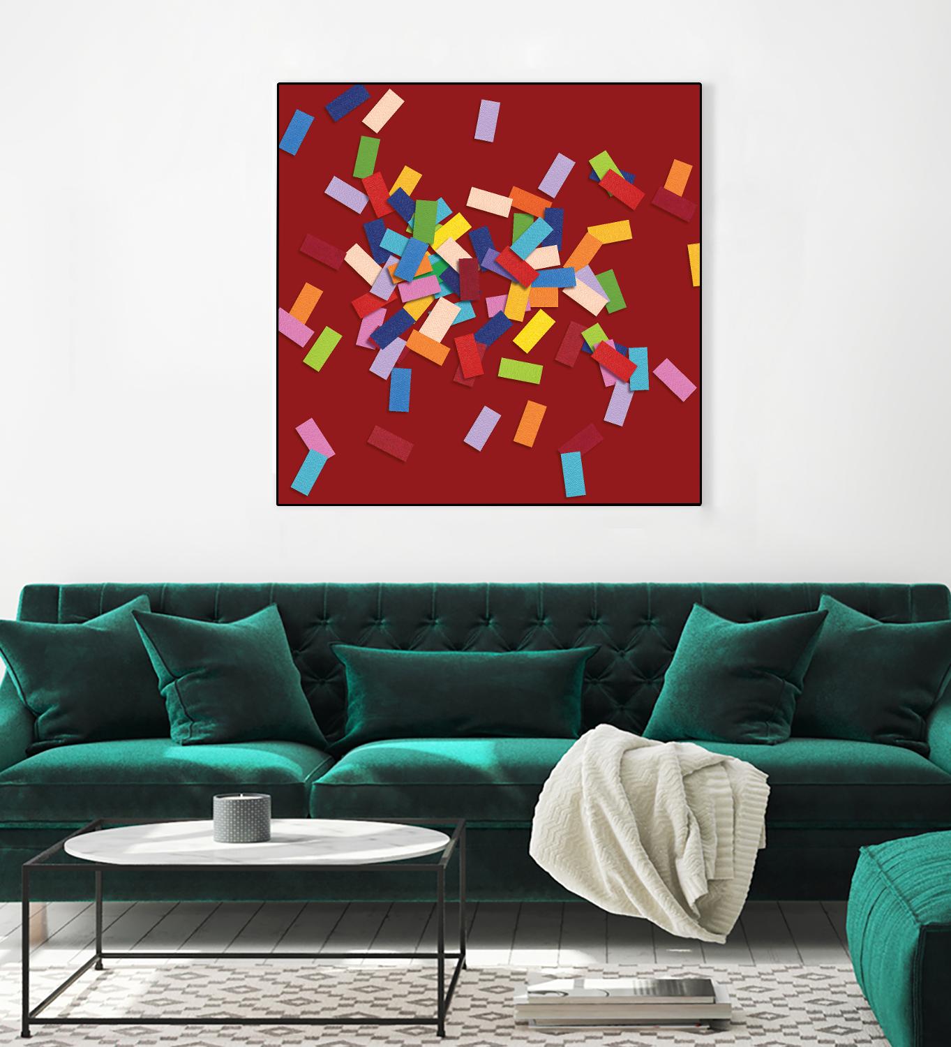 CONFETTI B -rouge by Celine Cimon on GIANT ART - red abstract canadian