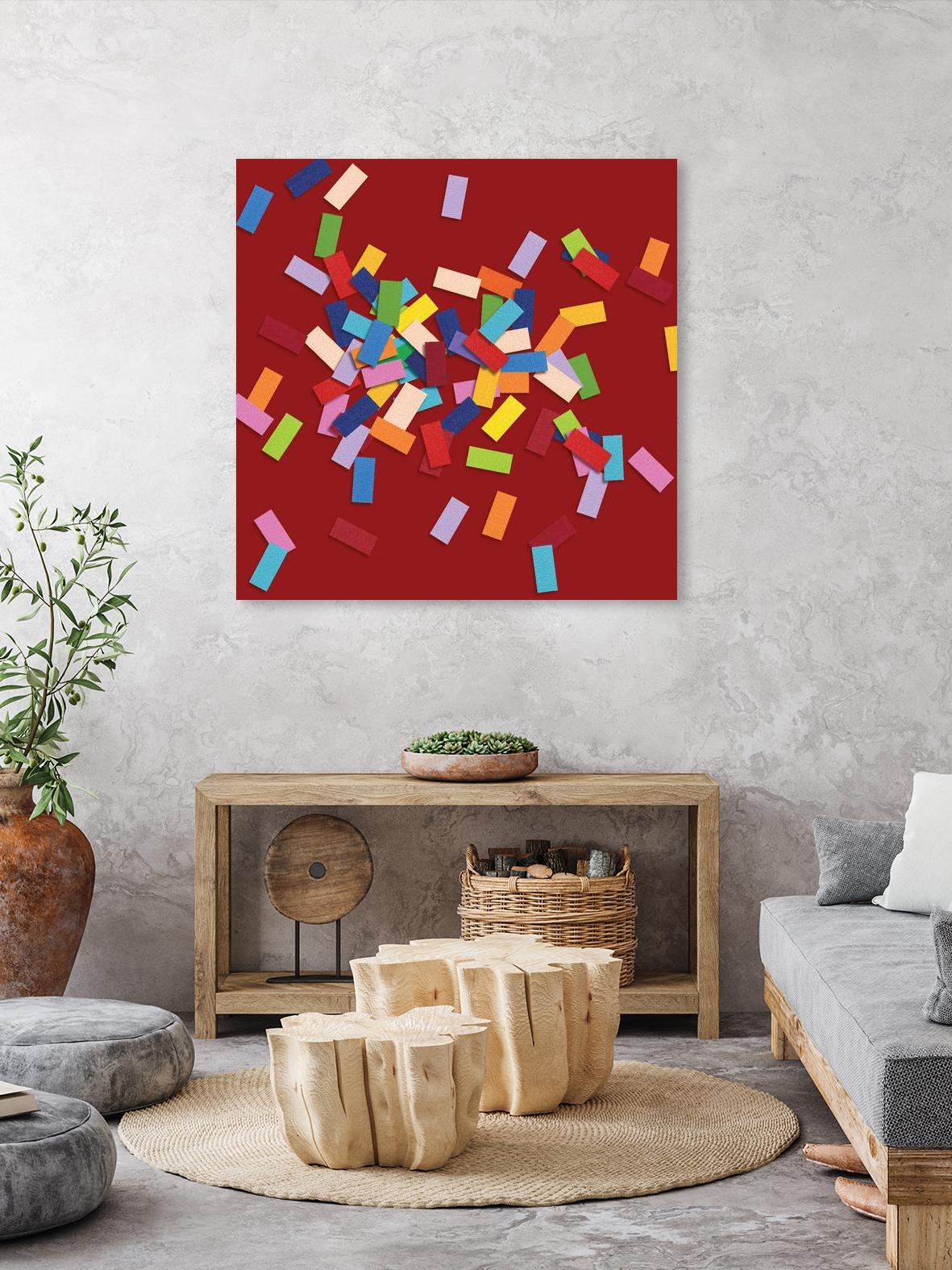 CONFETTI B -rouge by Celine Cimon on GIANT ART - red abstract canadian