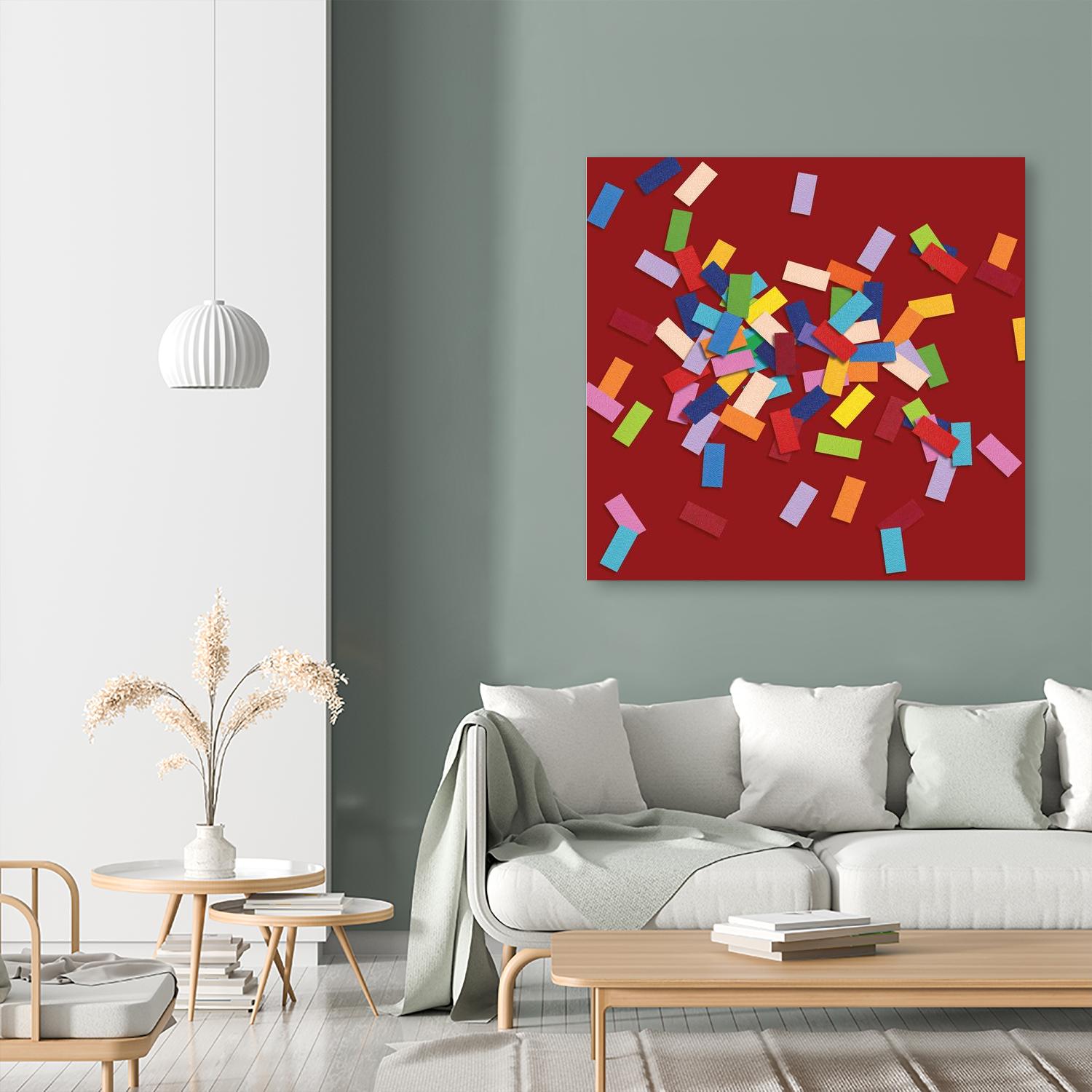 CONFETTI B -rouge by Celine Cimon on GIANT ART - red abstract canadian