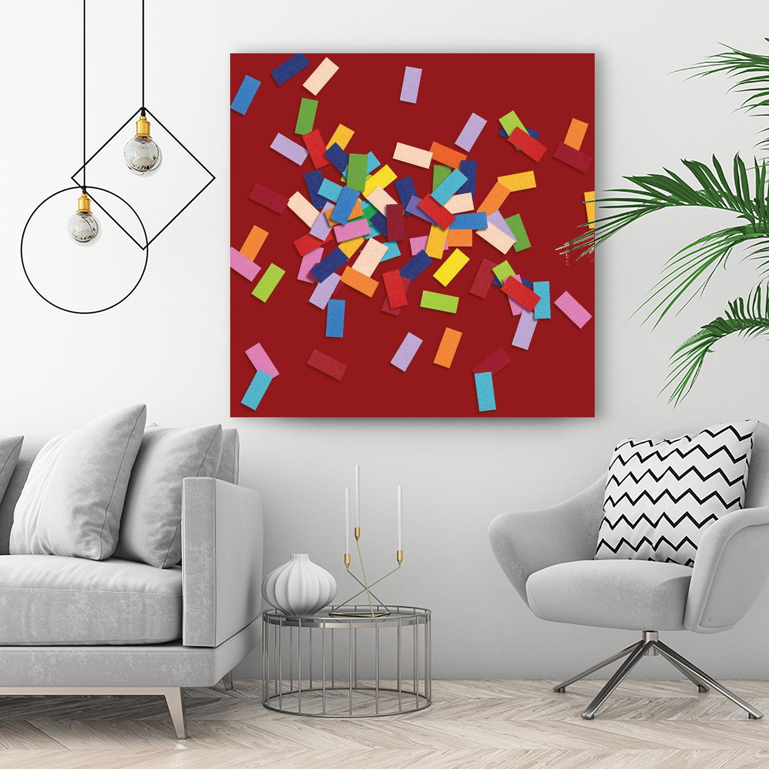 CONFETTI B -rouge by Celine Cimon on GIANT ART - red abstract canadian
