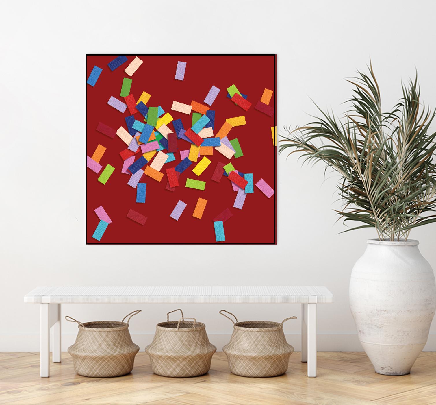 CONFETTI B -rouge by Celine Cimon on GIANT ART - red abstract canadian