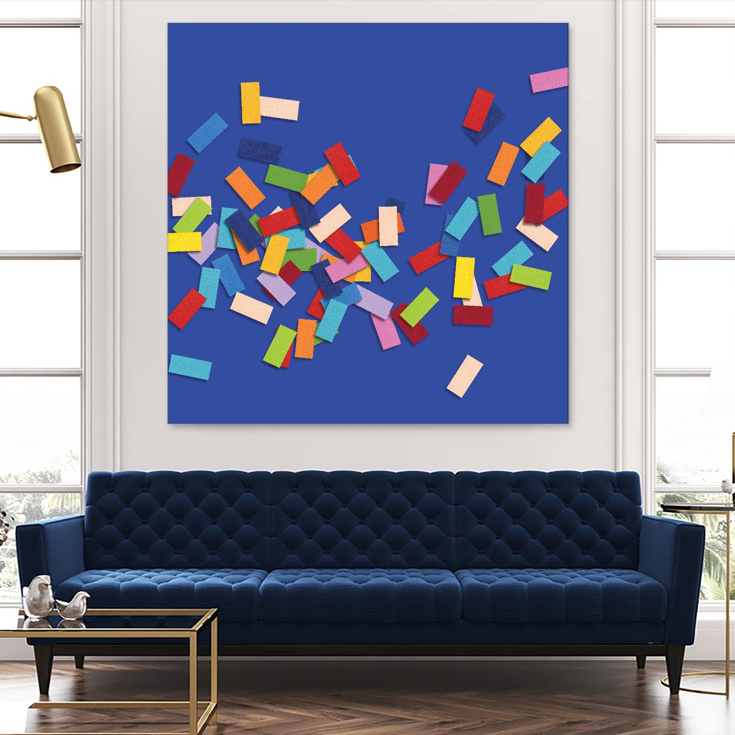 CONFETTI C -bleu by Celine Cimon on GIANT ART - blue abstract canadian