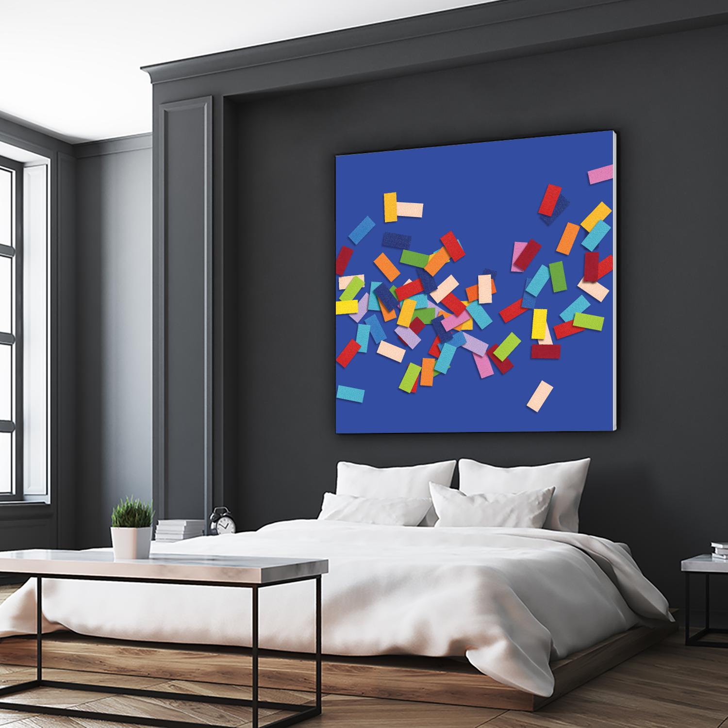 CONFETTI C -bleu by Celine Cimon on GIANT ART - blue abstract canadian