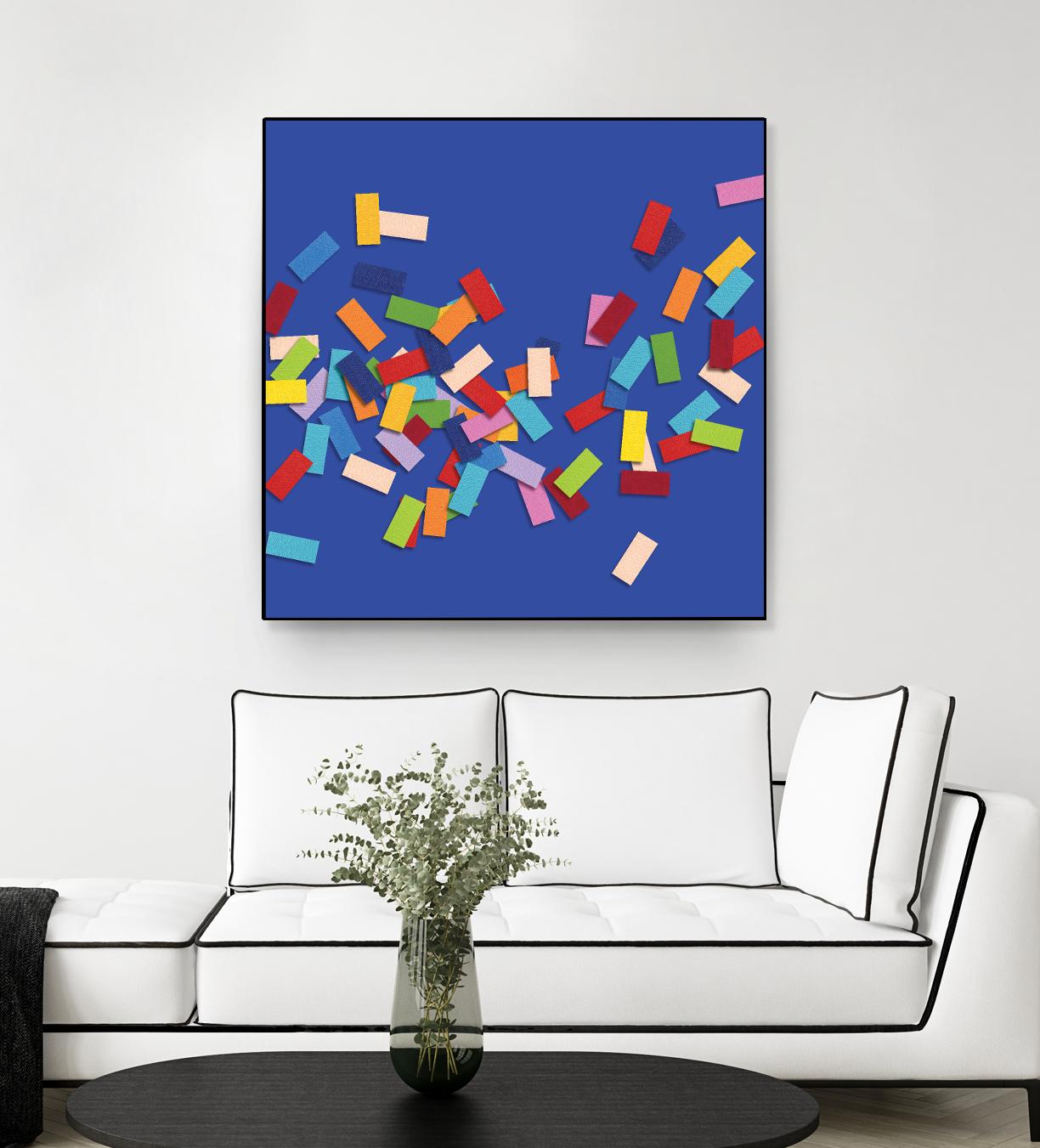 CONFETTI C -bleu by Celine Cimon on GIANT ART - blue abstract canadian