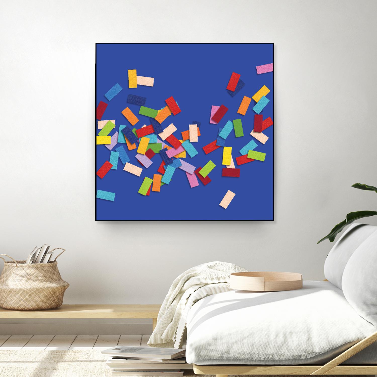 CONFETTI C -bleu by Celine Cimon on GIANT ART - blue abstract canadian