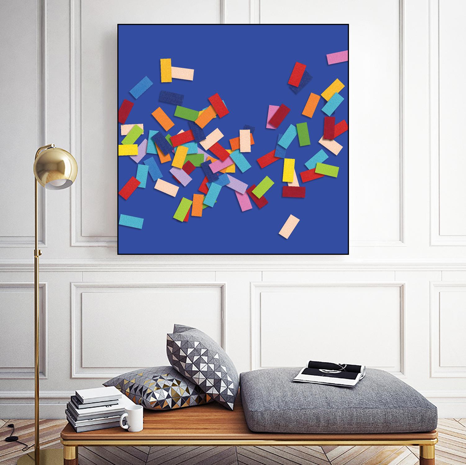 CONFETTI C -bleu by Celine Cimon on GIANT ART - blue abstract canadian