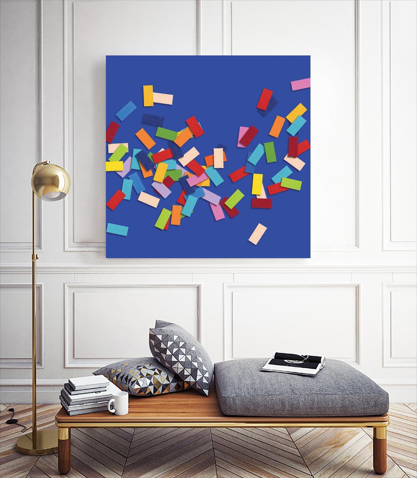CONFETTI C -bleu by Celine Cimon on GIANT ART - blue abstract canadian