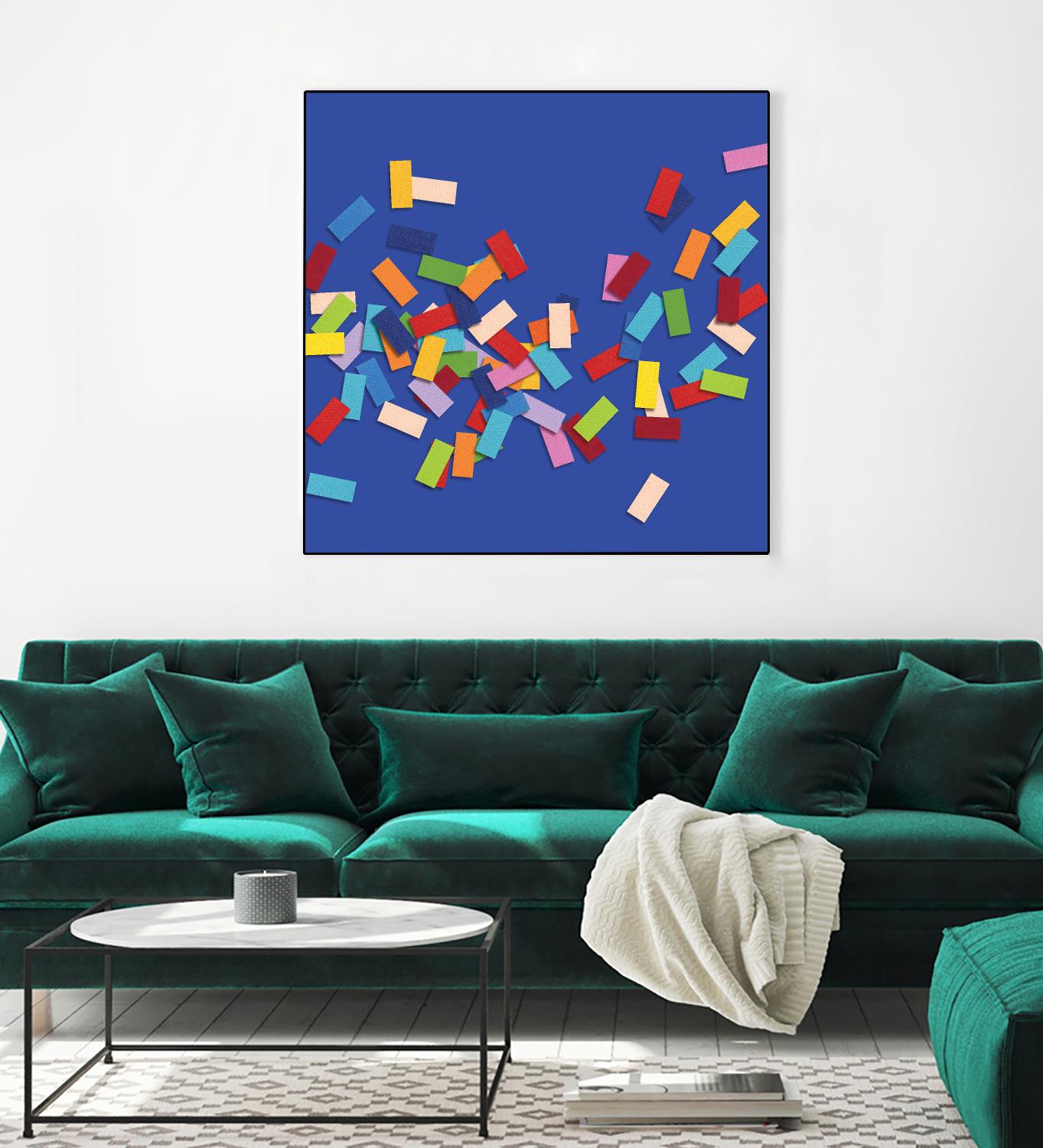 CONFETTI C -bleu by Celine Cimon on GIANT ART - blue abstract canadian