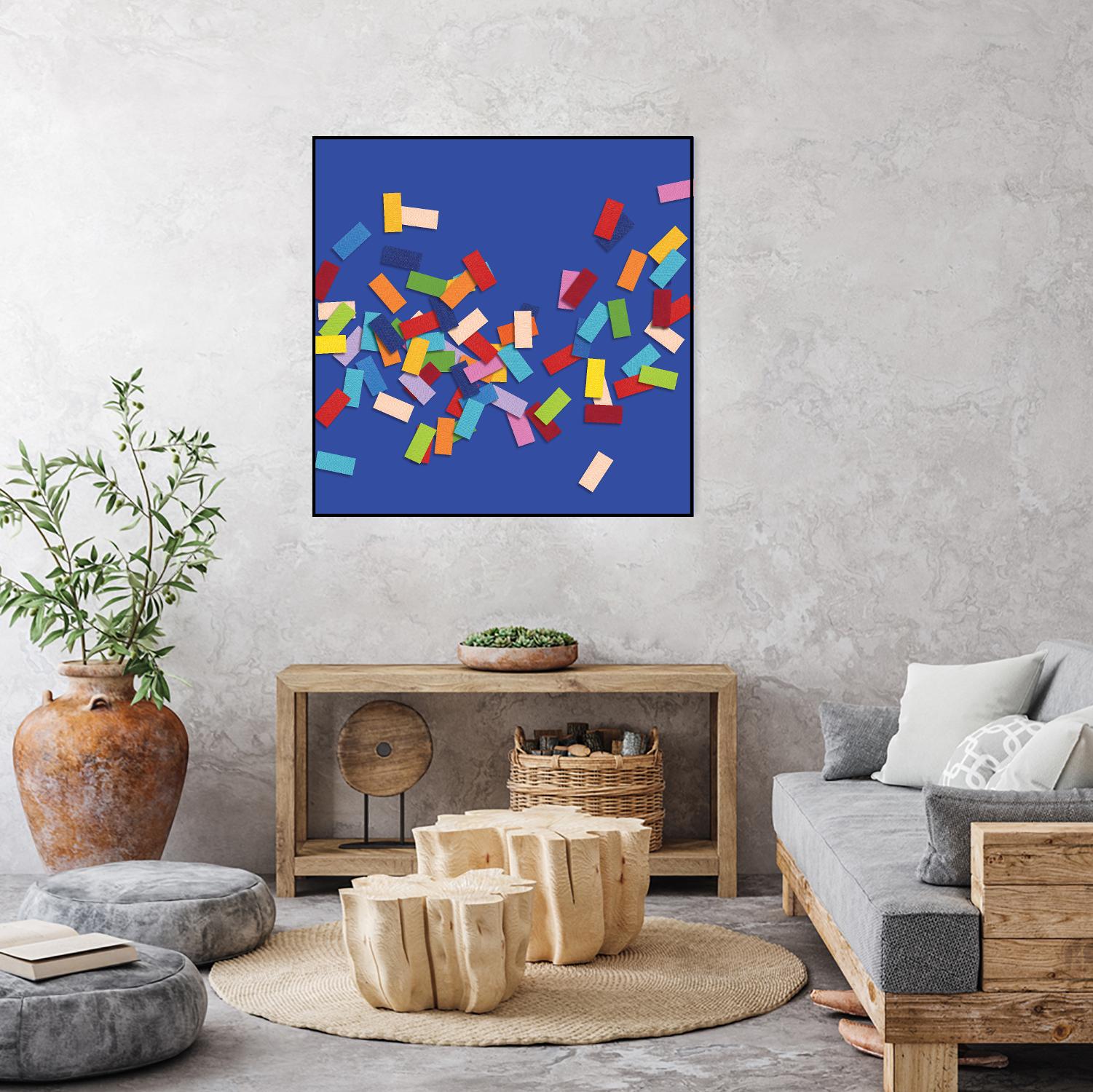 CONFETTI C -bleu by Celine Cimon on GIANT ART - blue abstract canadian