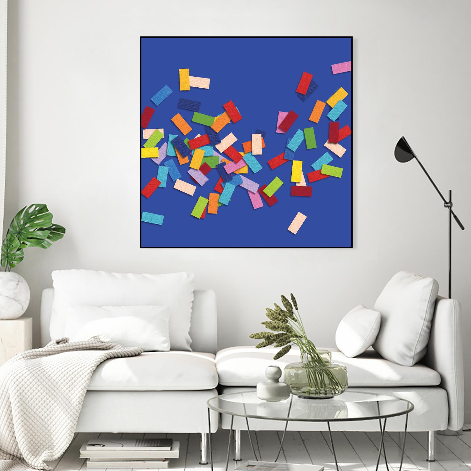 CONFETTI C -bleu by Celine Cimon on GIANT ART - blue abstract canadian