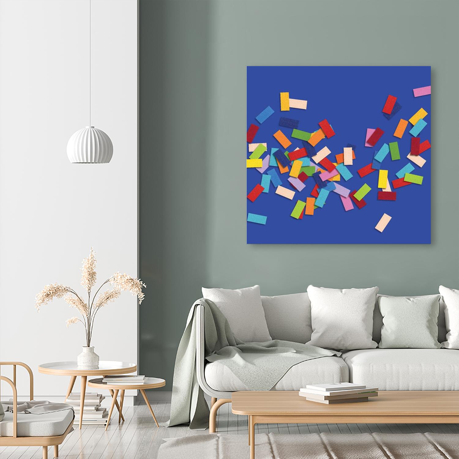 CONFETTI C -bleu by Celine Cimon on GIANT ART - blue abstract canadian