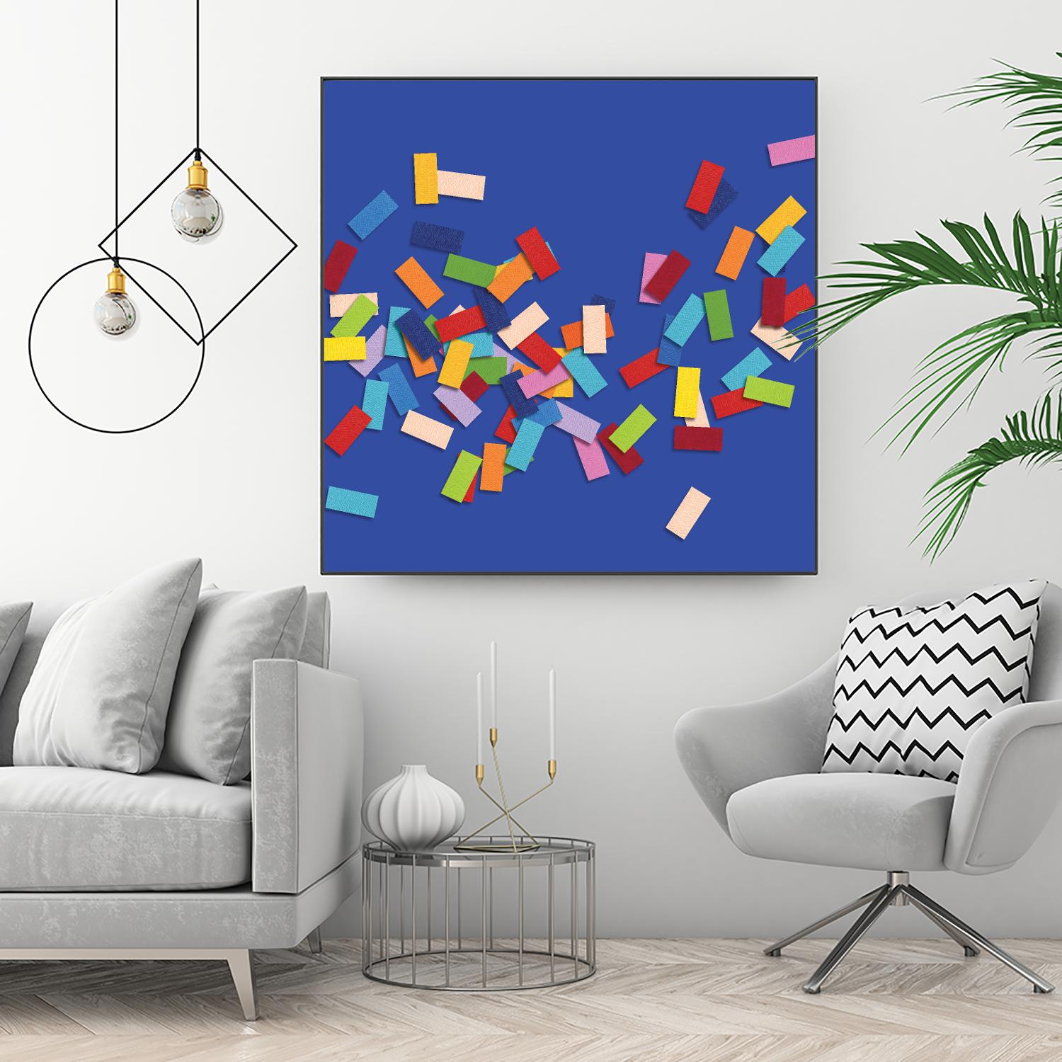 CONFETTI C -bleu by Celine Cimon on GIANT ART - blue abstract canadian