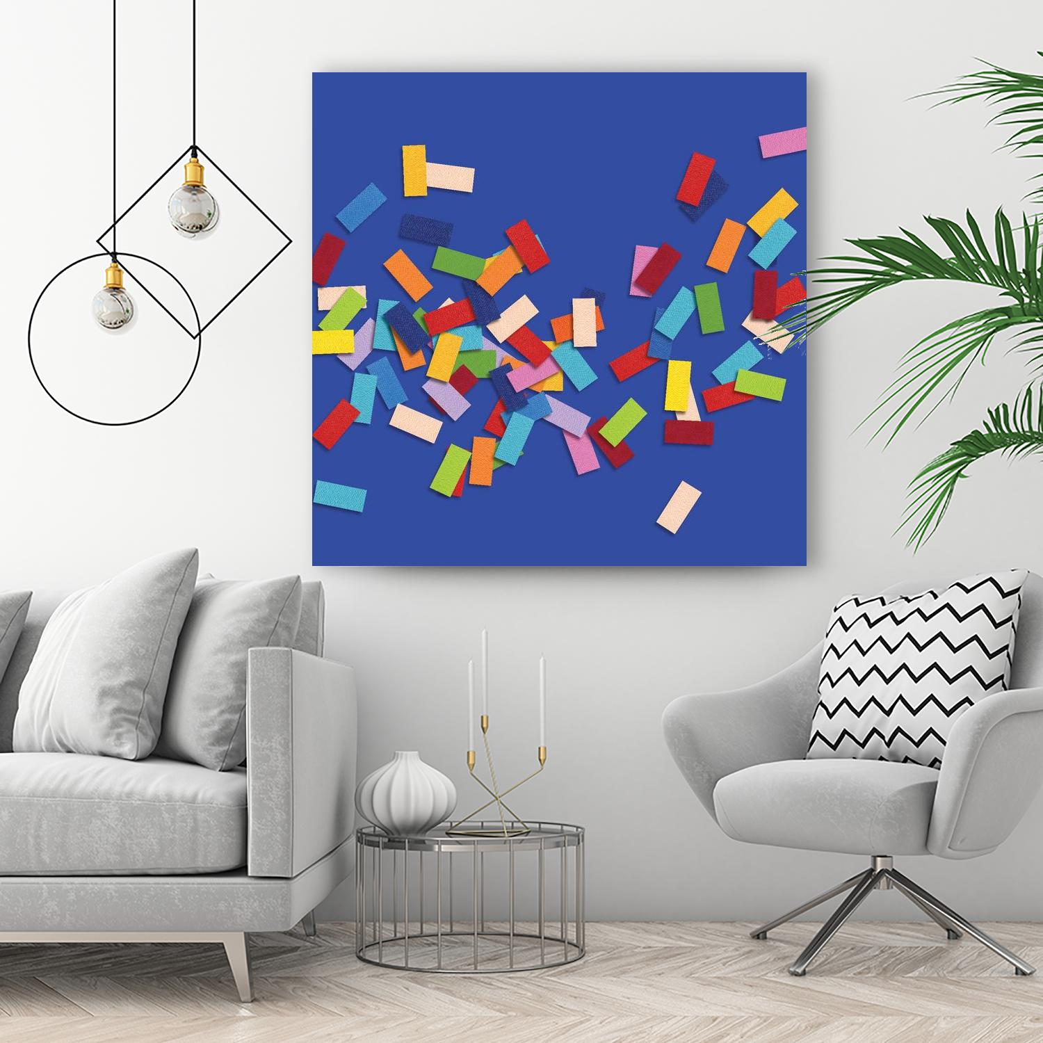 CONFETTI C -bleu by Celine Cimon on GIANT ART - blue abstract canadian