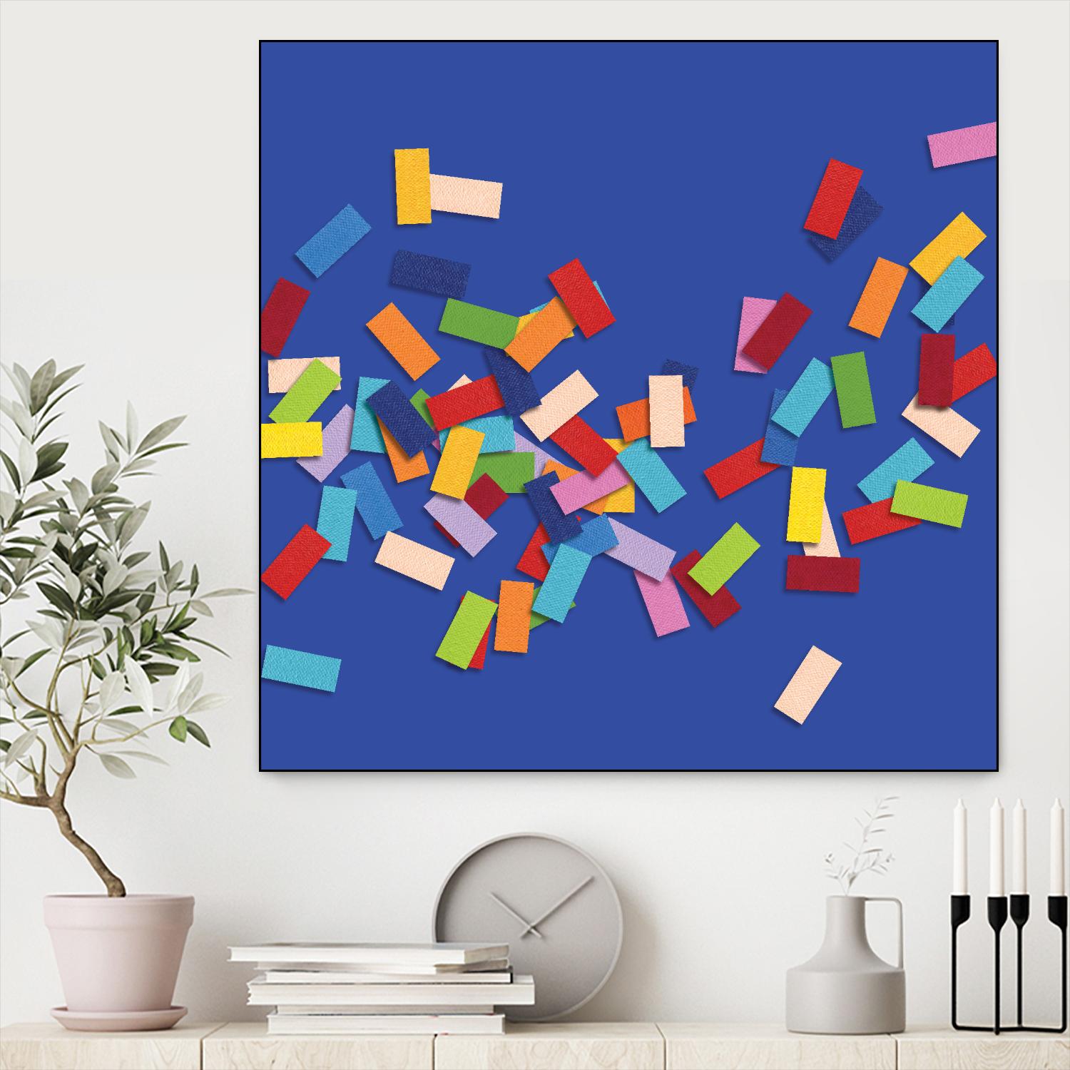 CONFETTI C -bleu by Celine Cimon on GIANT ART - blue abstract canadian