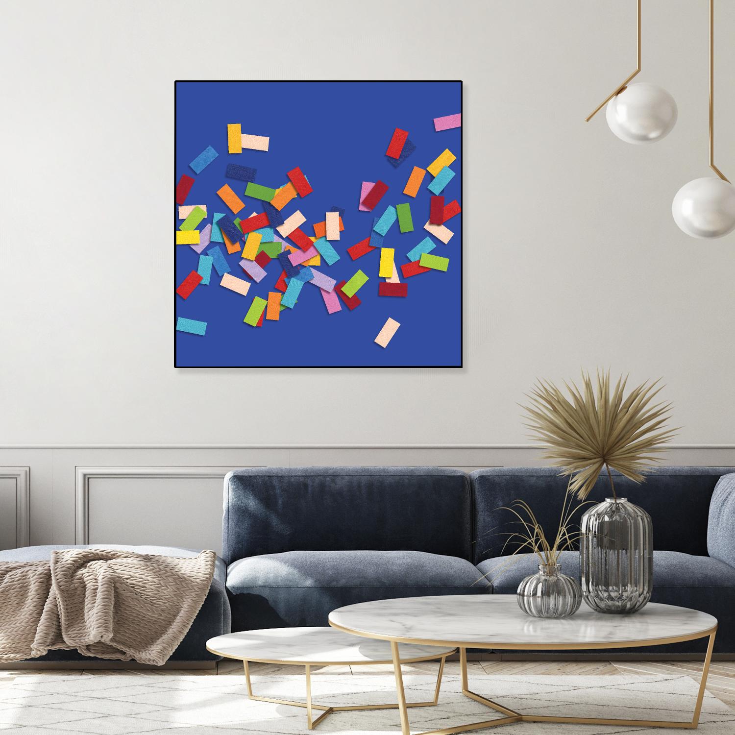CONFETTI C -bleu by Celine Cimon on GIANT ART - blue abstract canadian