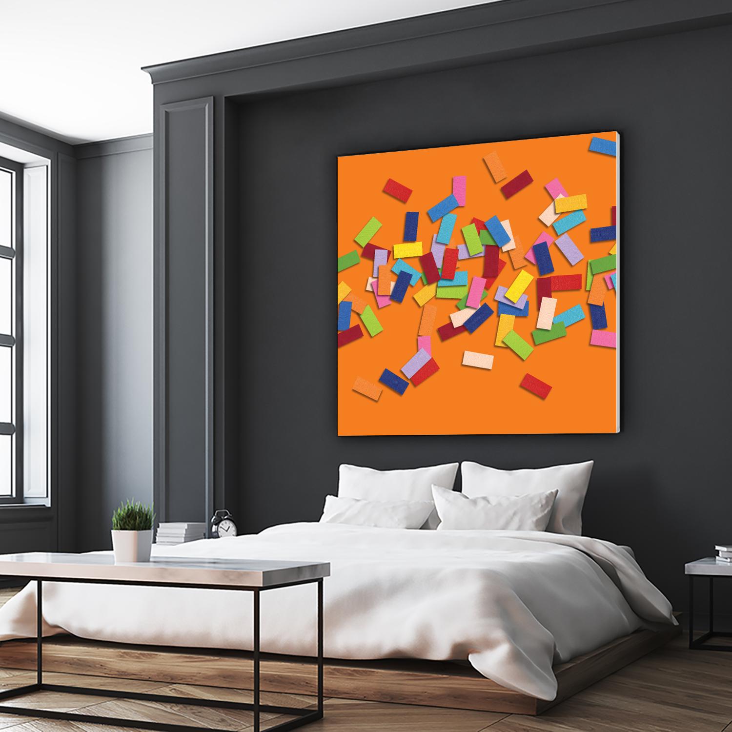 CONFETTI D -orange by Celine Cimon on GIANT ART - orange abstract canadian