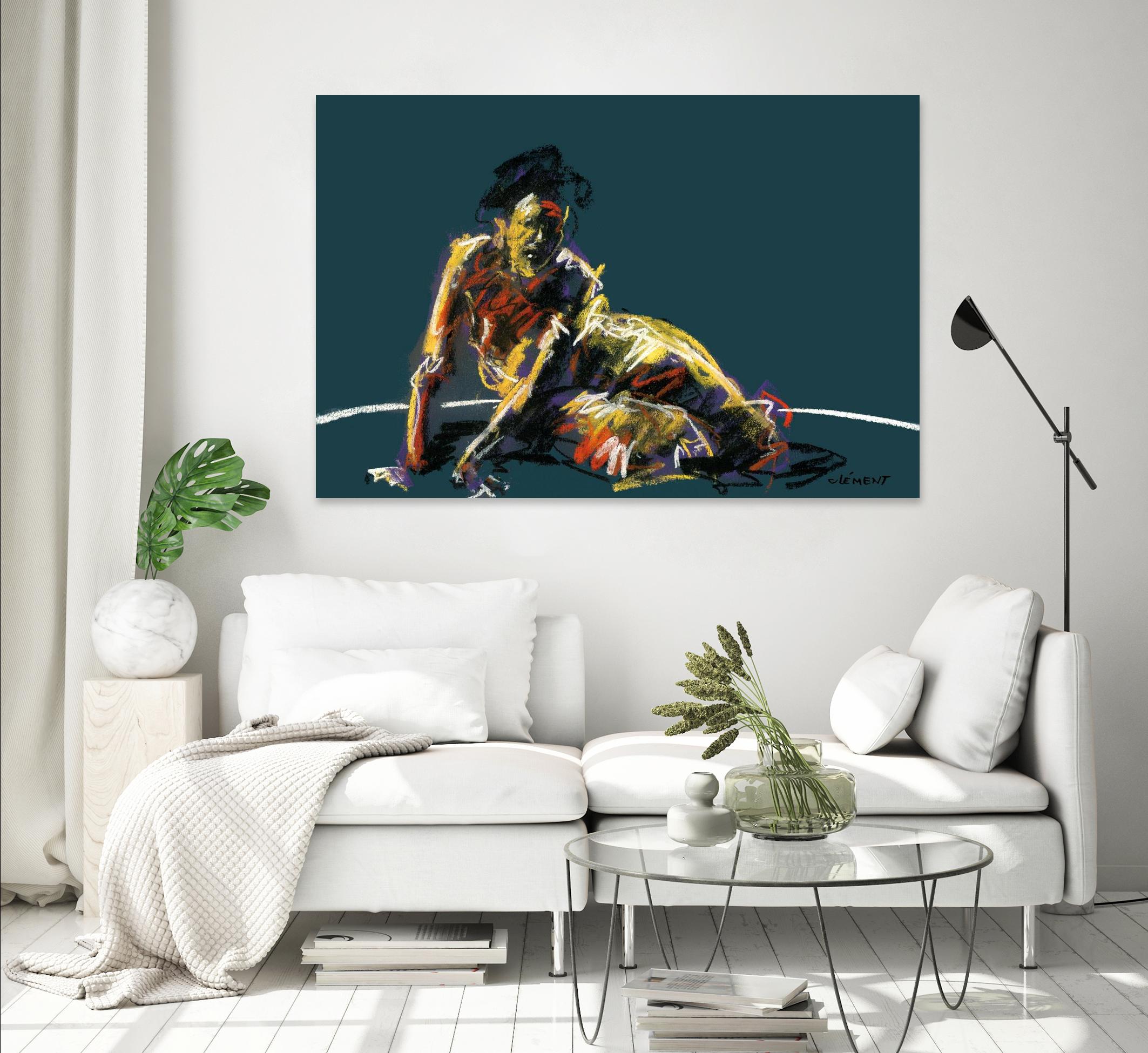 Nude II by Jacques Clement on GIANT ART - beige figurative pastel