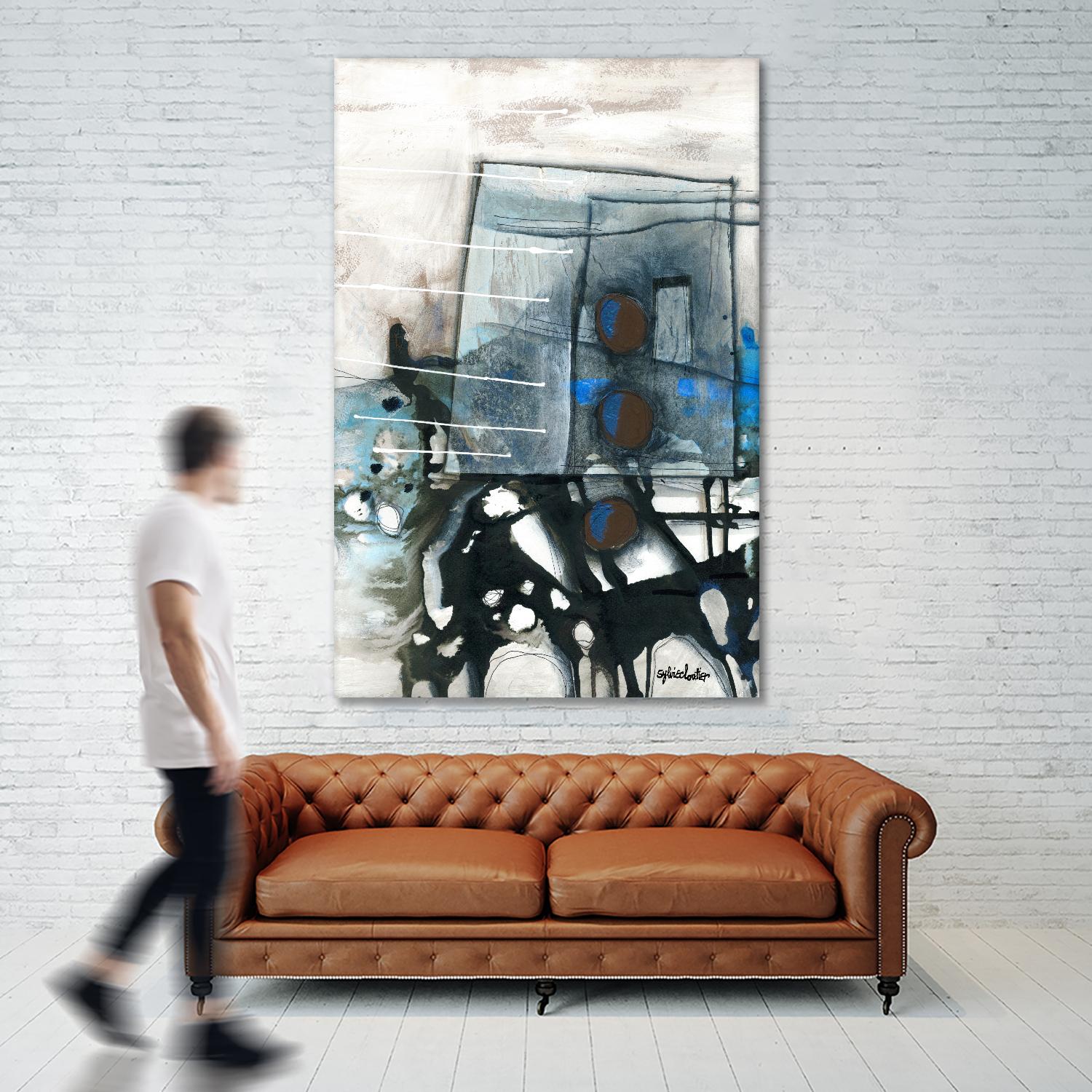 Chutes - T1 by Sylvie Cloutier on GIANT ART - grey abstract