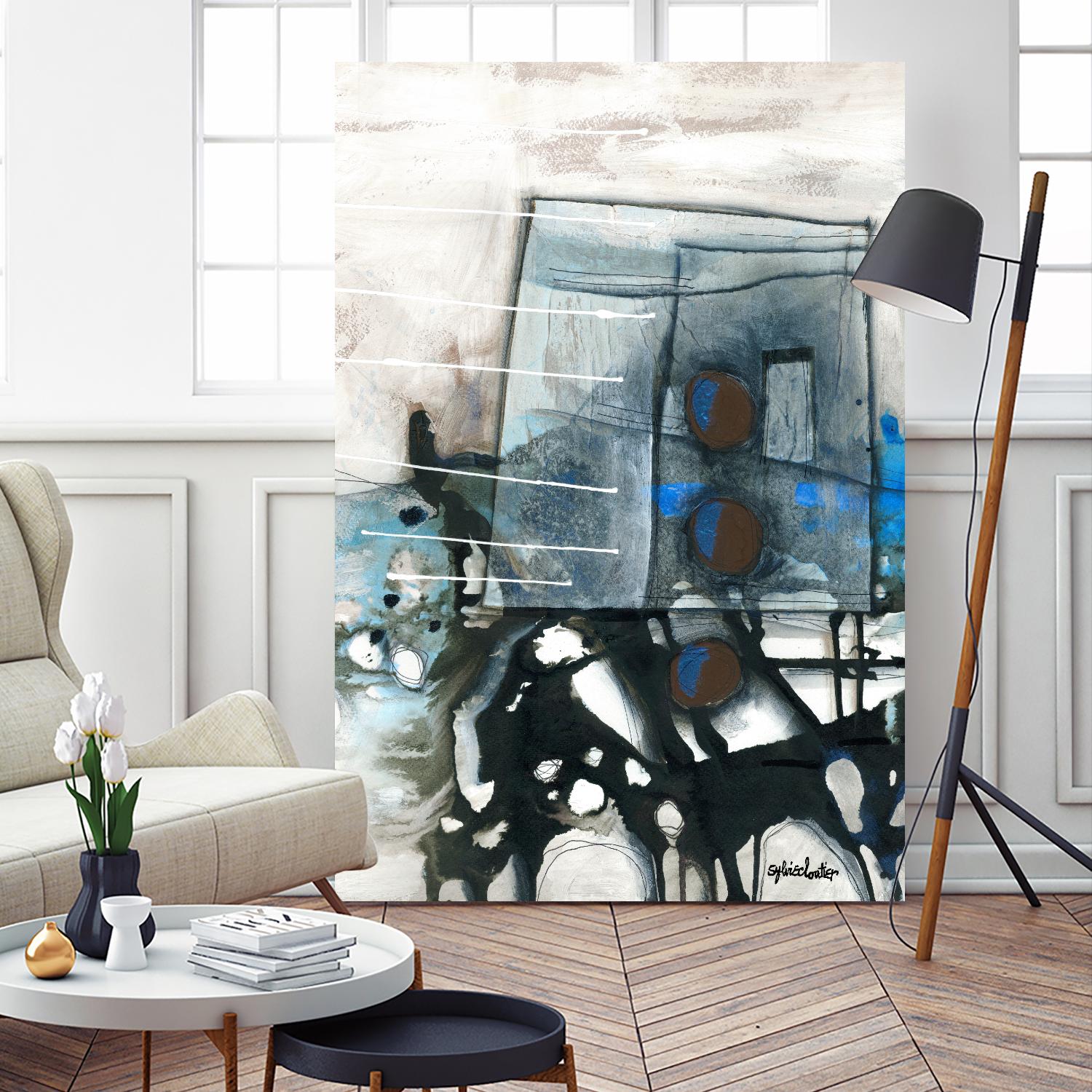 Chutes - T1 by Sylvie Cloutier on GIANT ART - grey abstract