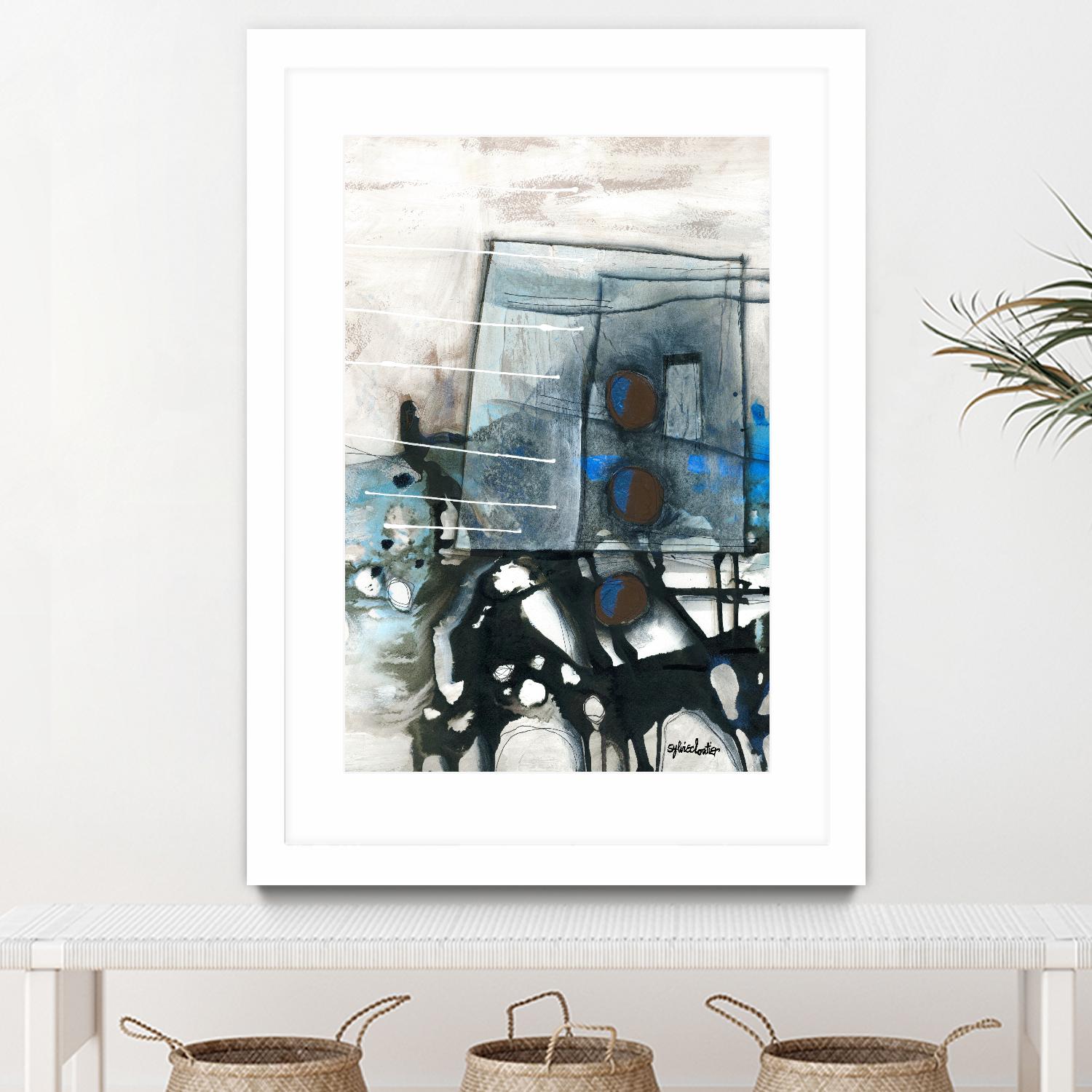 Chutes - T1 by Sylvie Cloutier on GIANT ART - blue abstract