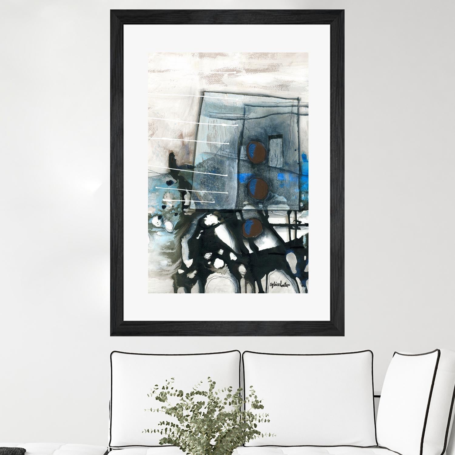 Chutes - T1 by Sylvie Cloutier on GIANT ART - blue abstract