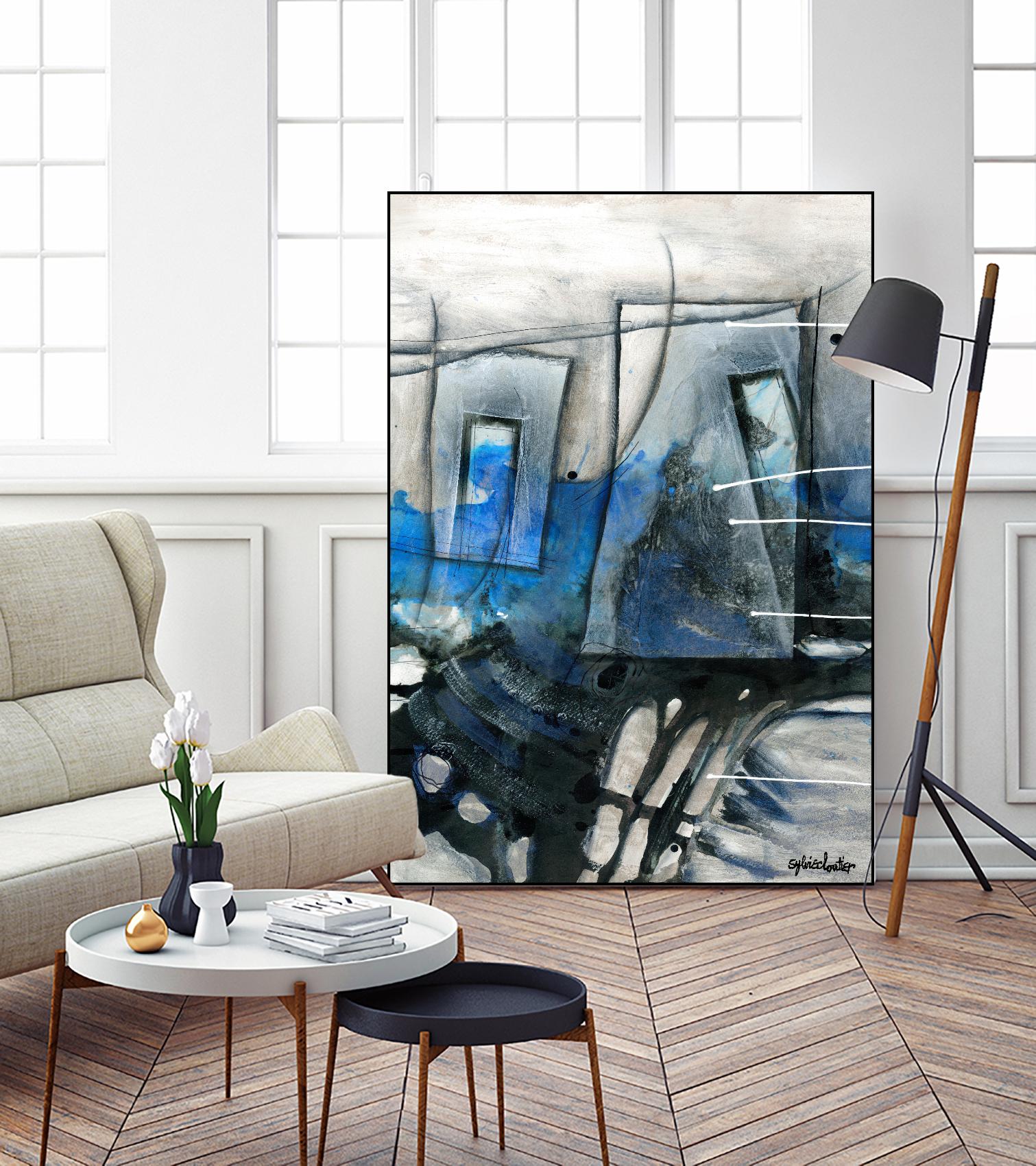 Chutes - T2 by Sylvie Cloutier on GIANT ART - grey abstract