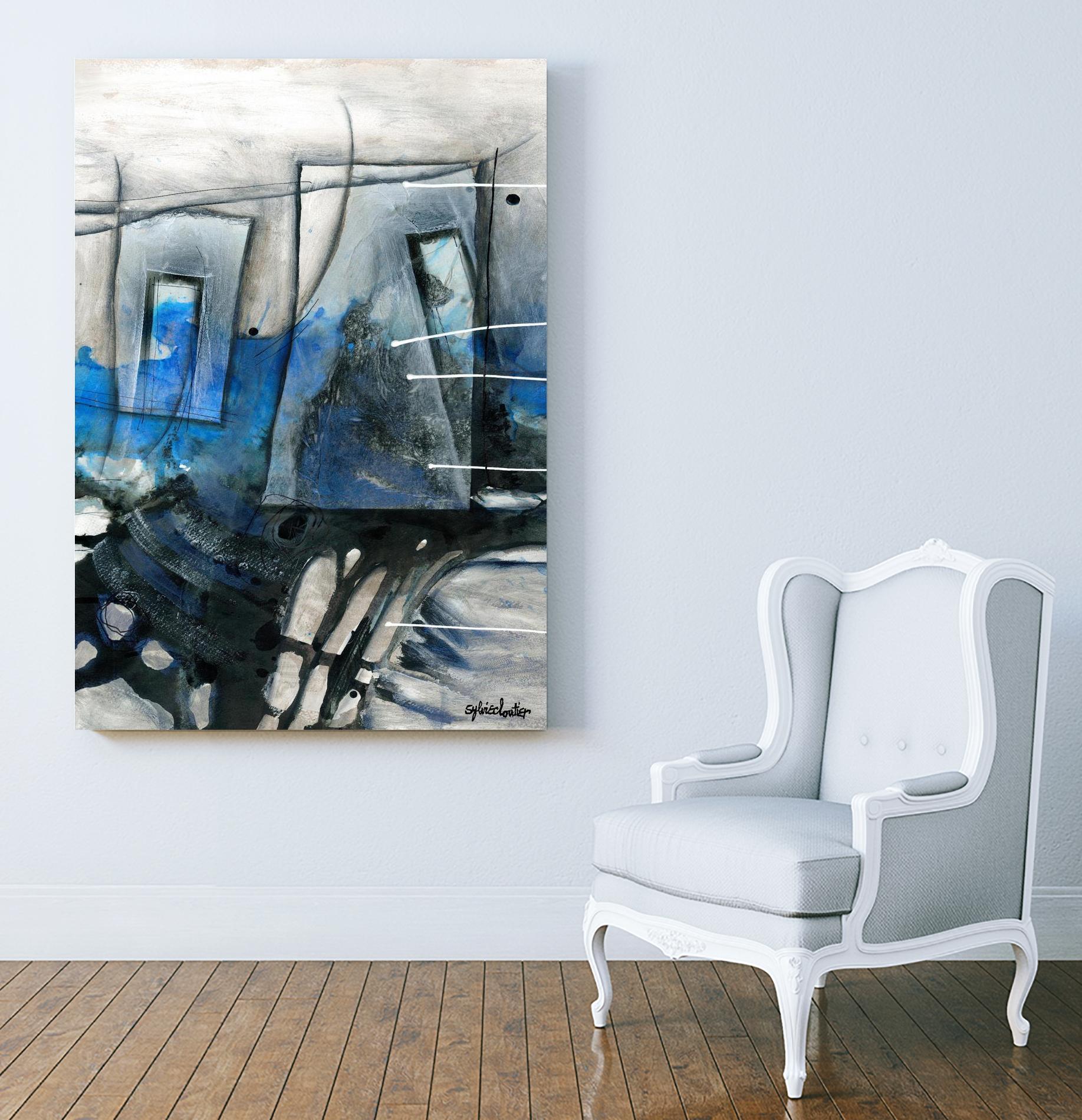 Chutes - T2 by Sylvie Cloutier on GIANT ART - grey abstract