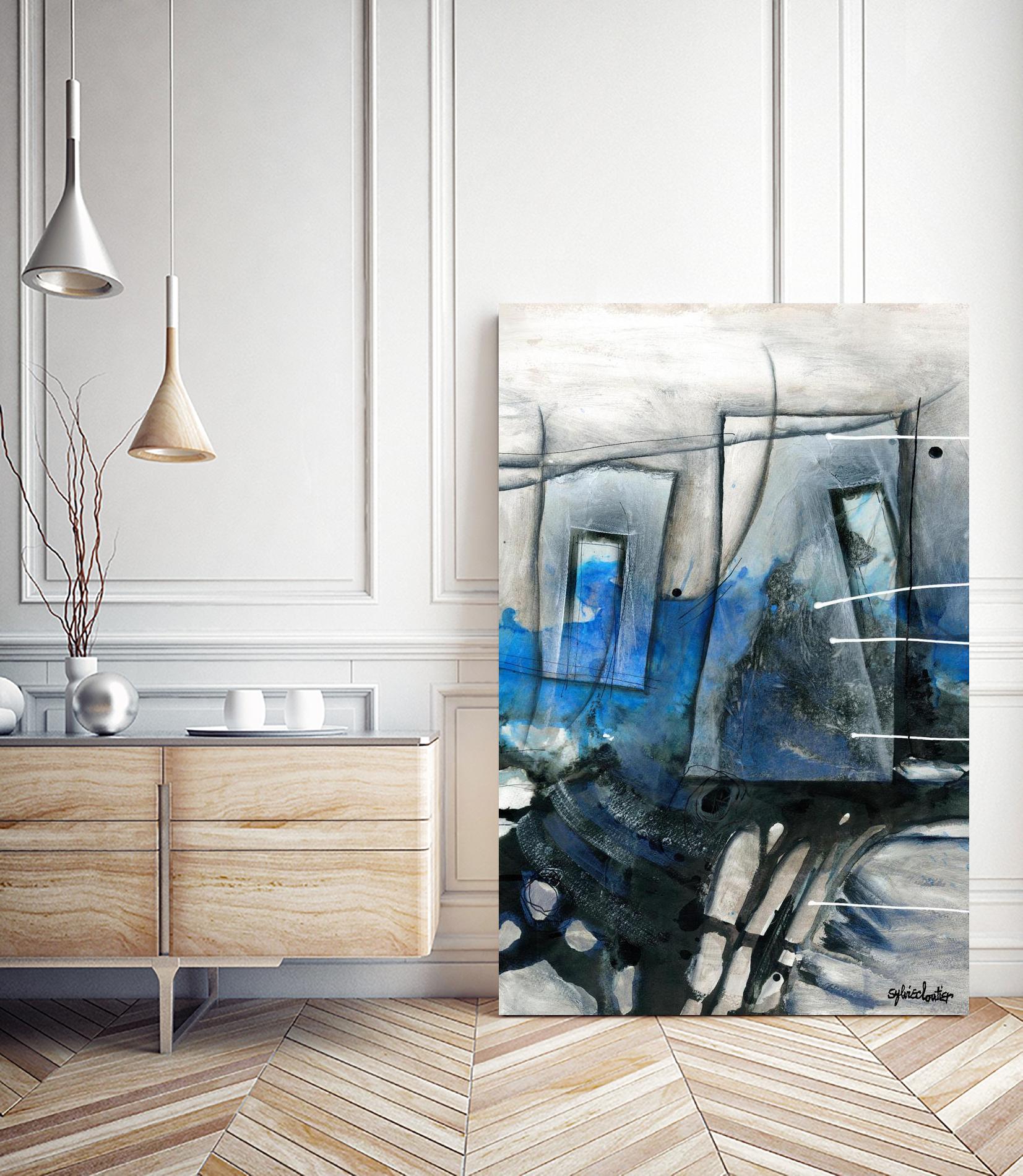 Chutes - T2 by Sylvie Cloutier on GIANT ART - grey abstract