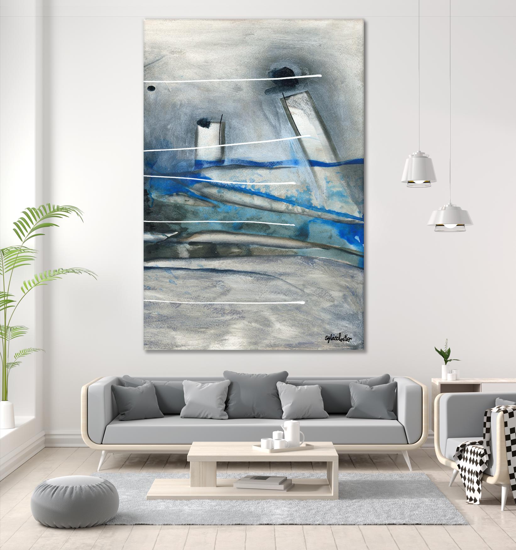 Chutes - T3 by Sylvie Cloutier on GIANT ART - grey abstract