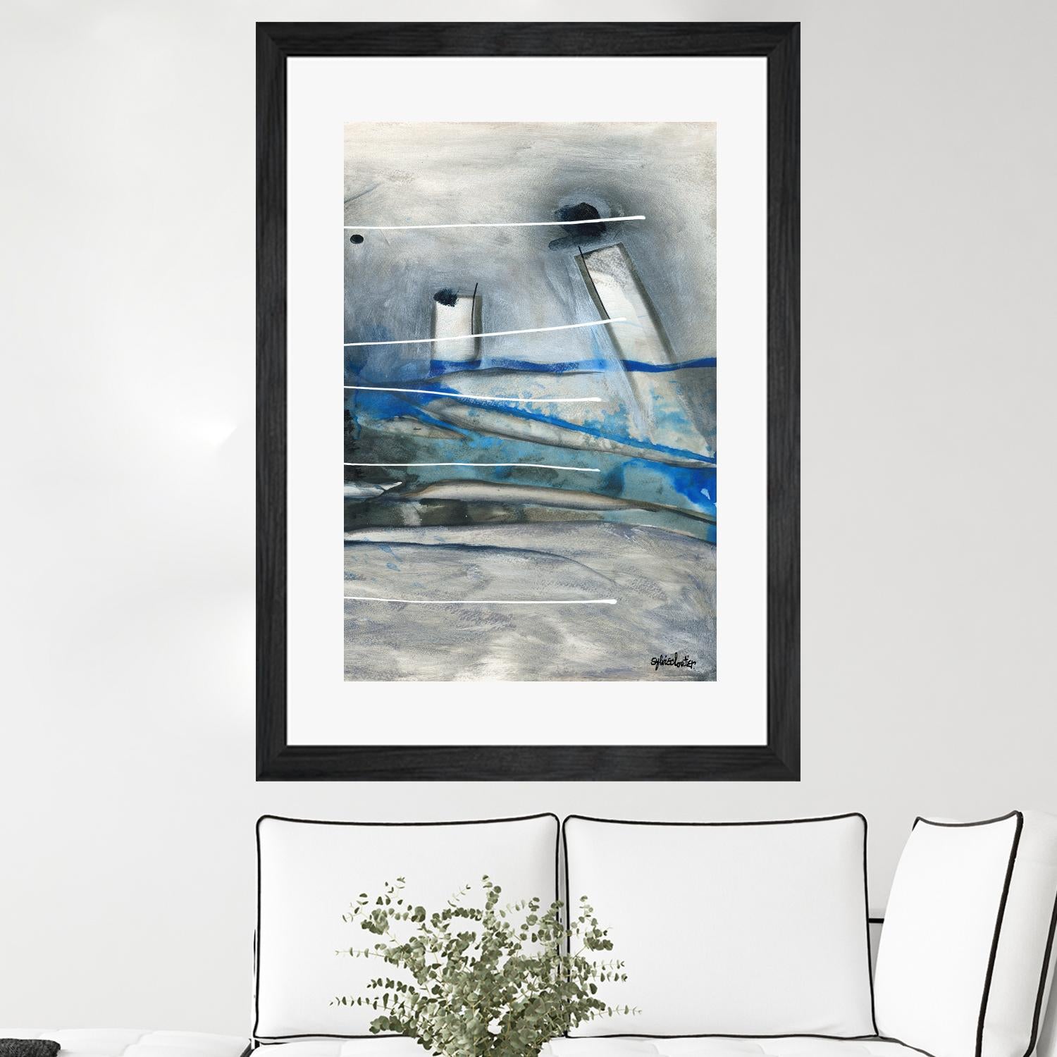 Chutes - T3 by Sylvie Cloutier on GIANT ART - grey abstract