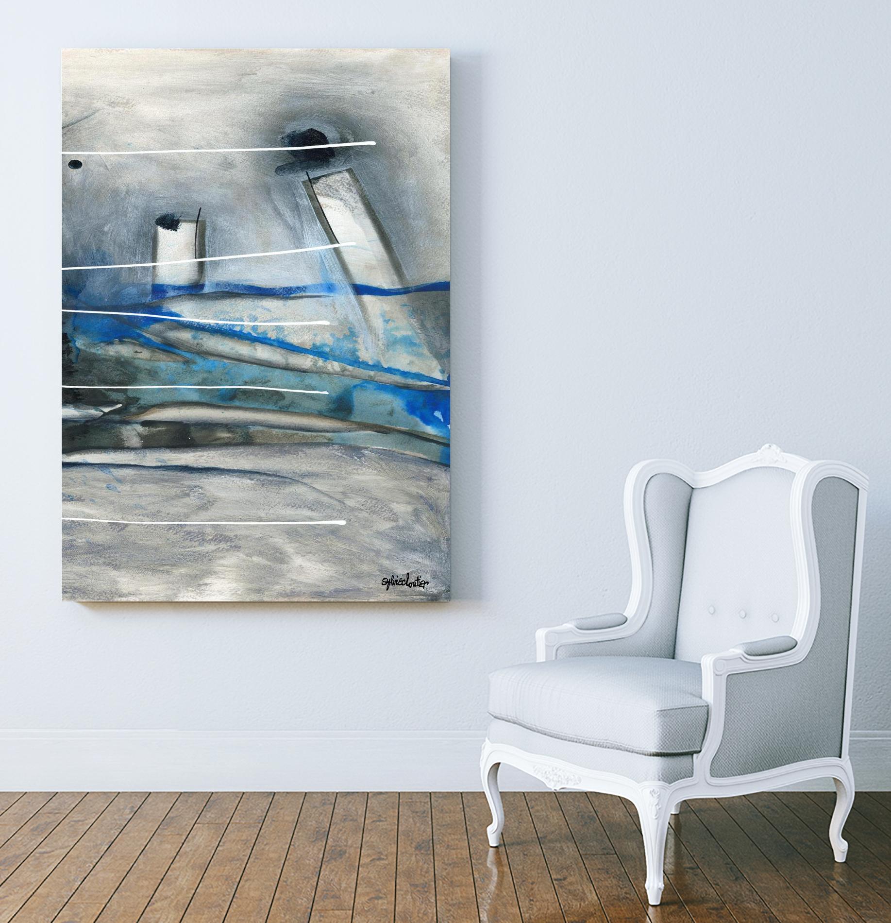 Chutes - T3 by Sylvie Cloutier on GIANT ART - grey abstract