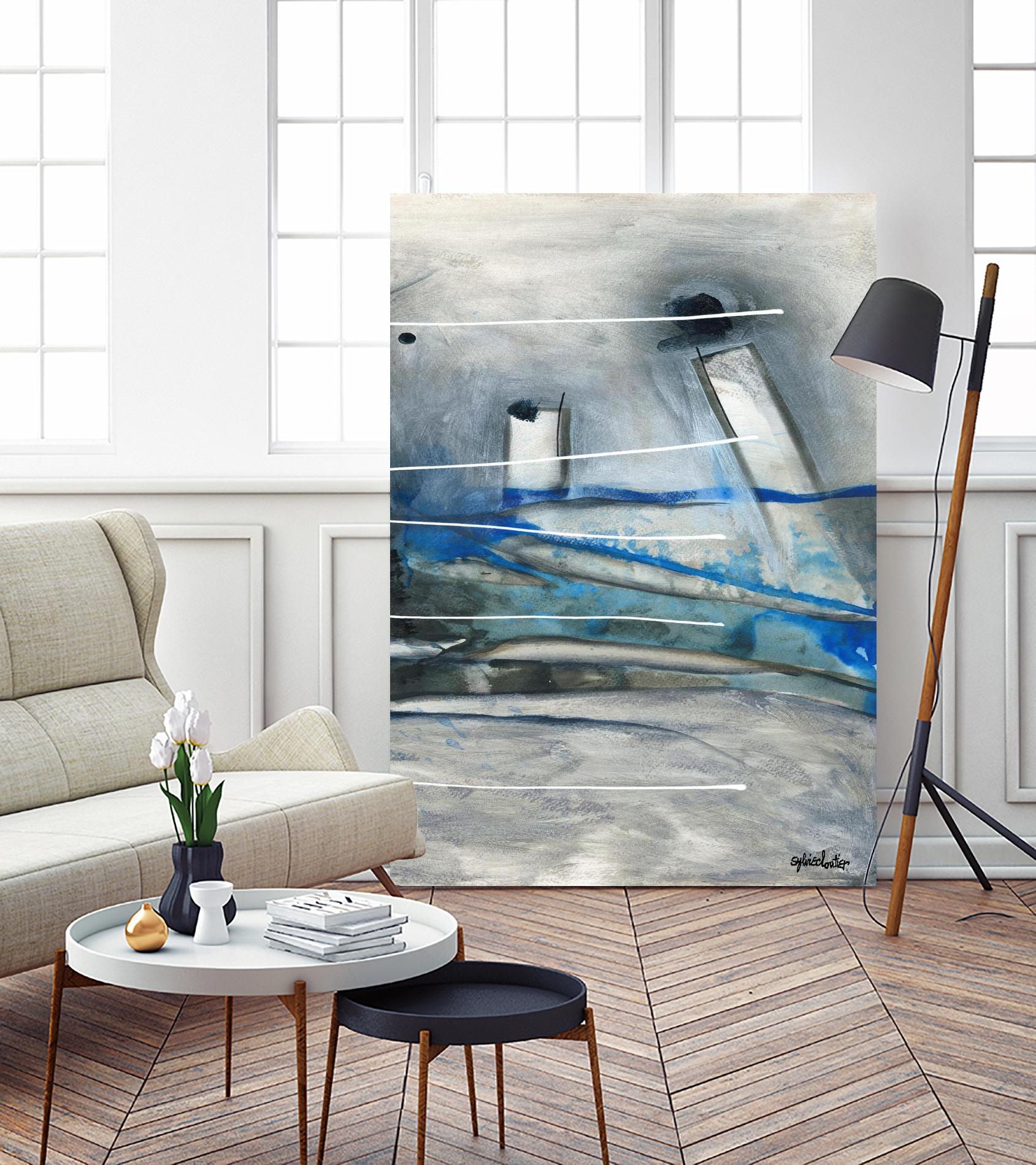 Chutes - T3 by Sylvie Cloutier on GIANT ART - grey abstract