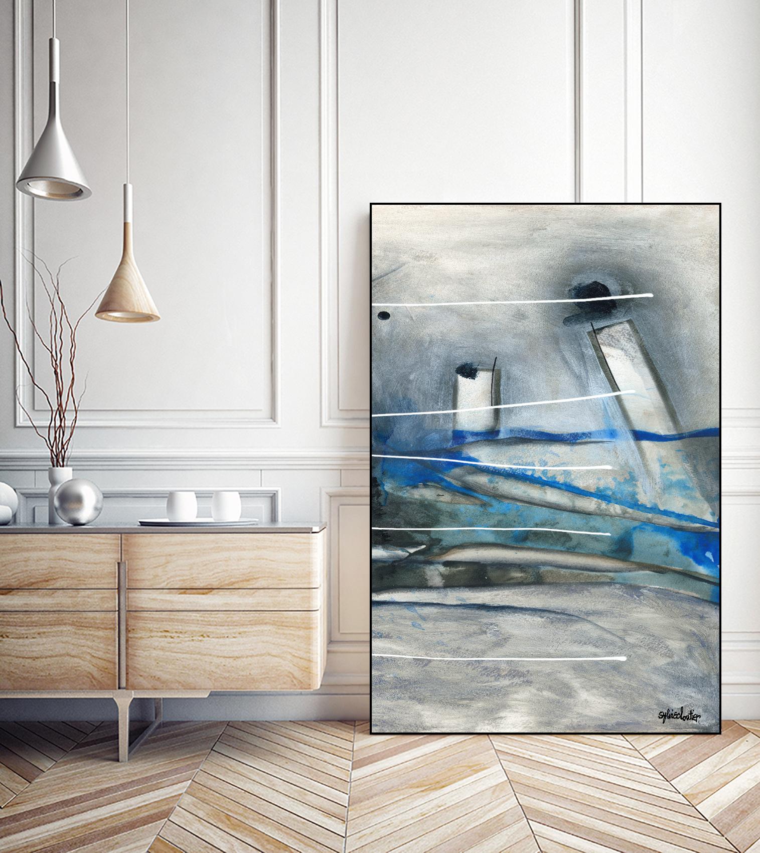 Chutes - T3 by Sylvie Cloutier on GIANT ART - grey abstract
