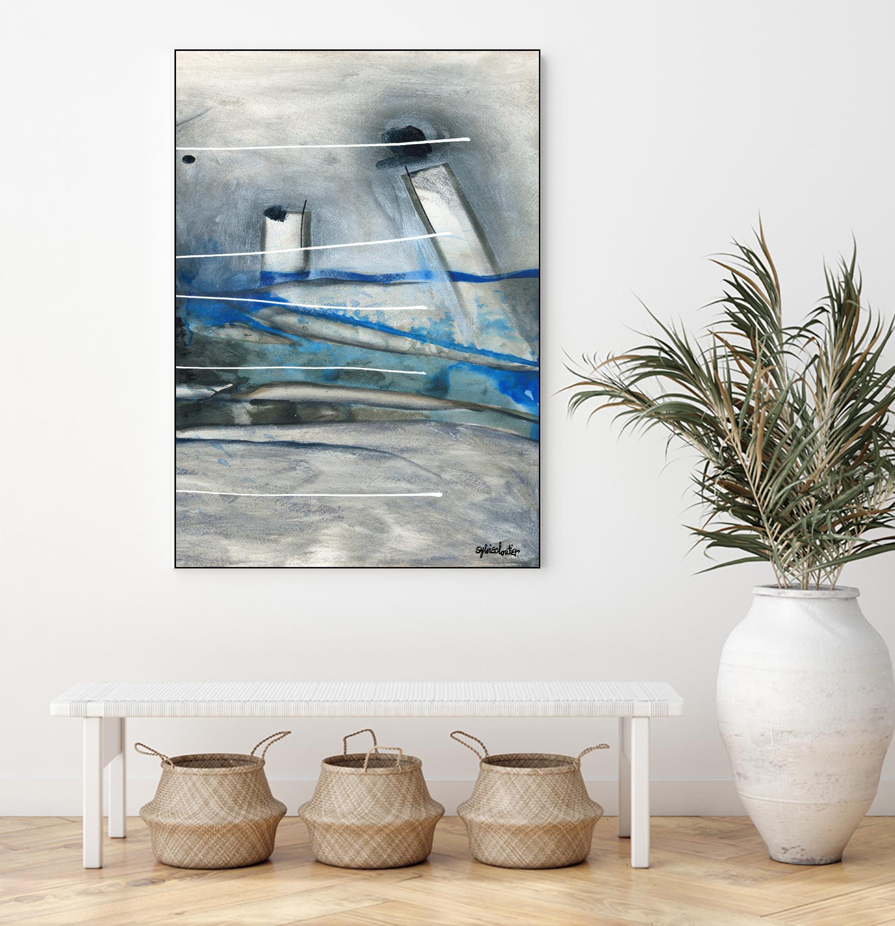 Chutes - T3 by Sylvie Cloutier on GIANT ART - grey abstract