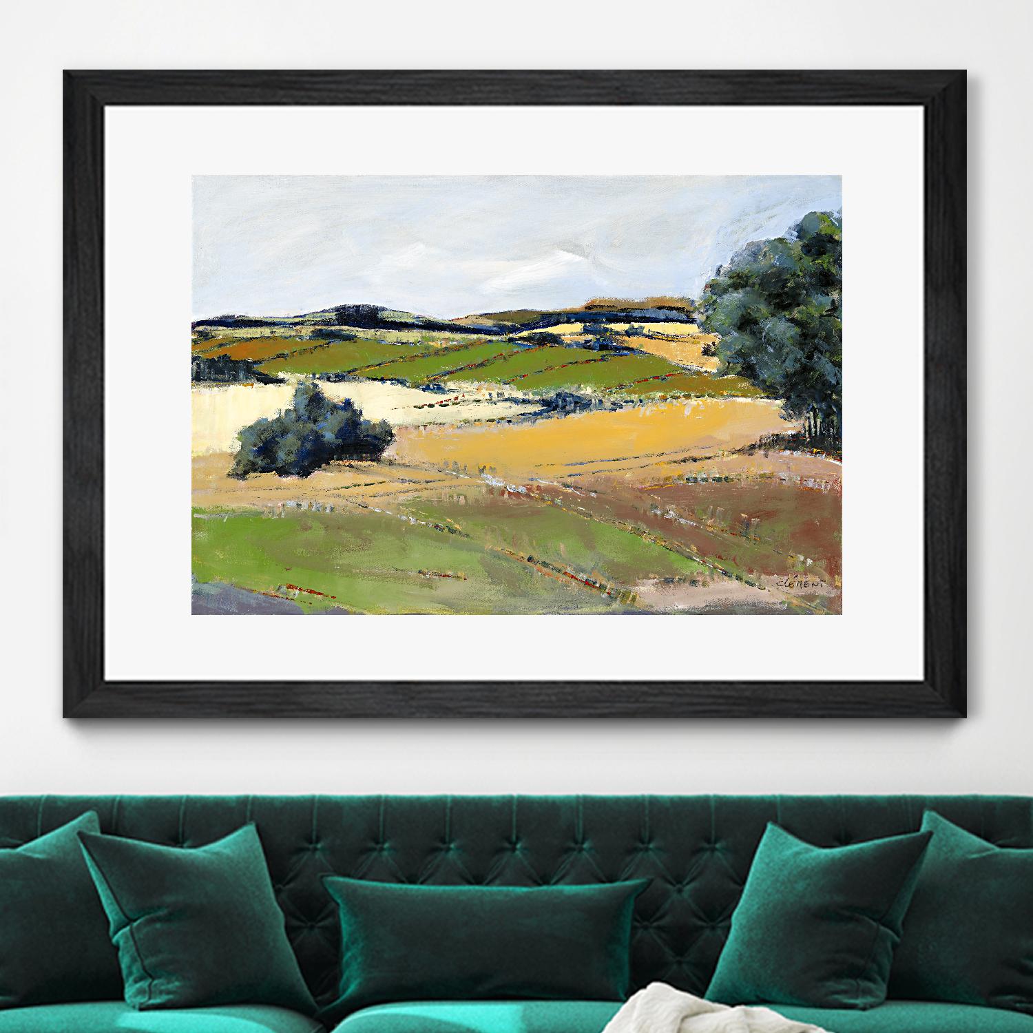 Colorful Landscape IV by Jacques Clement on GIANT ART - green landscape arbuste