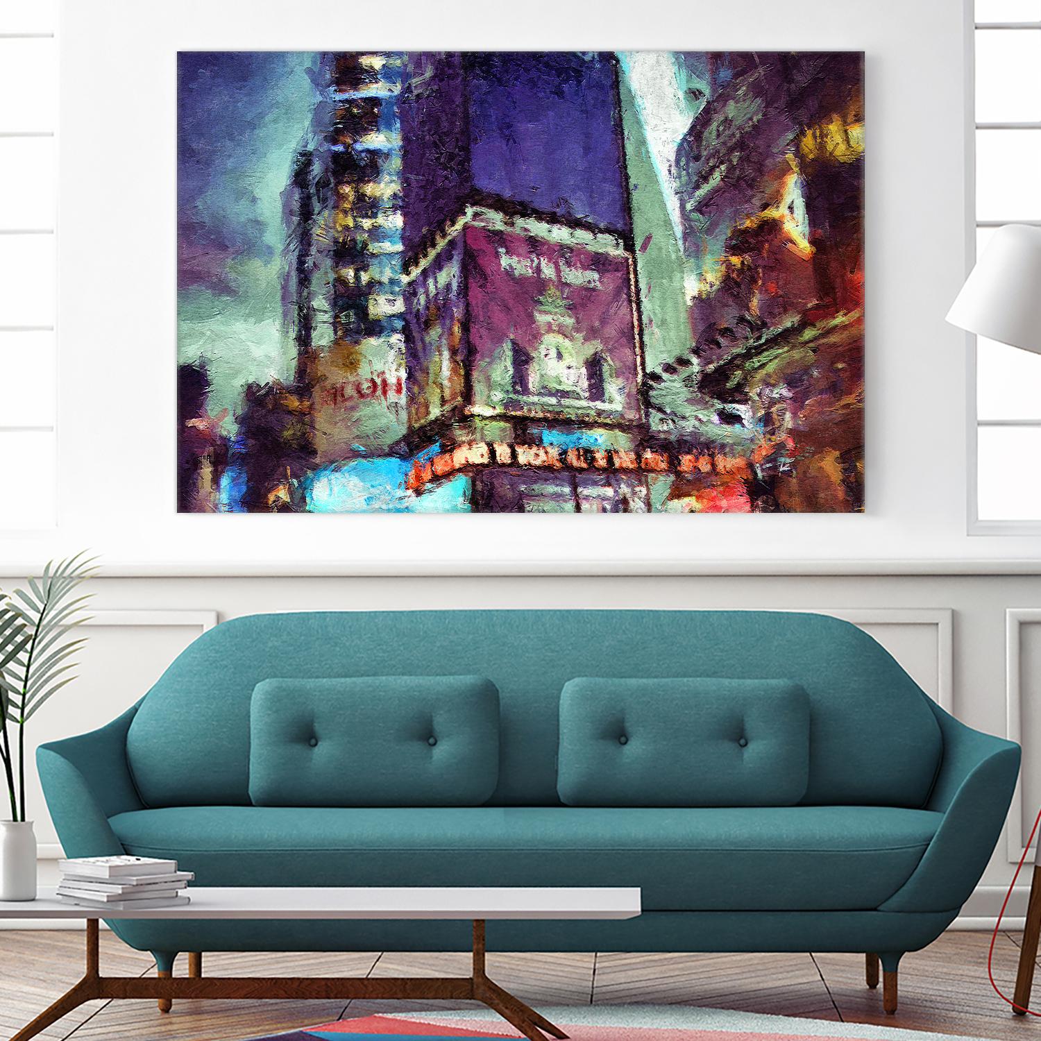 Painted City V by Jean-François Dupuis on GIANT ART - pink architecture new-york