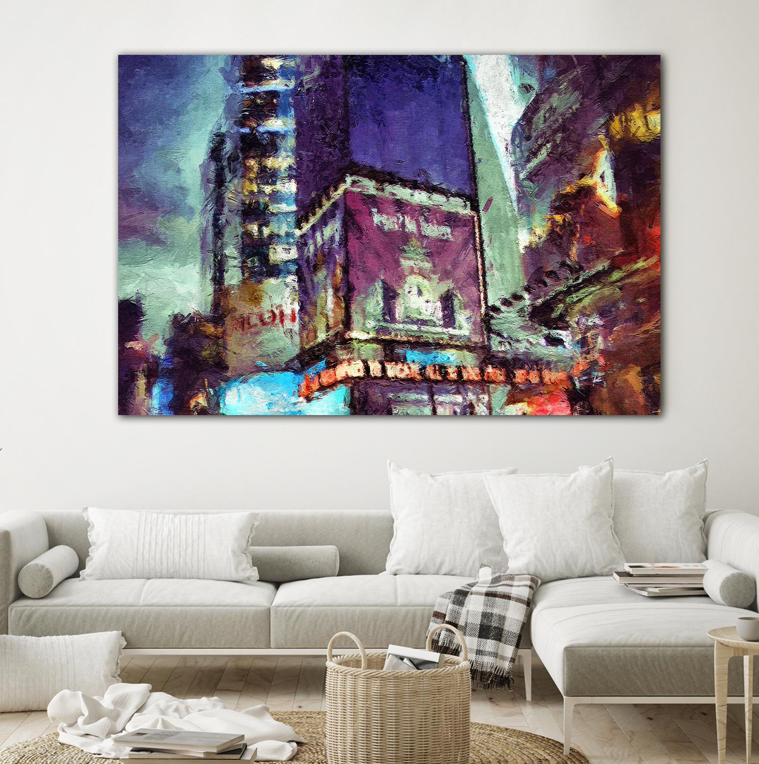 Painted City V by Jean-François Dupuis on GIANT ART - pink architecture new-york