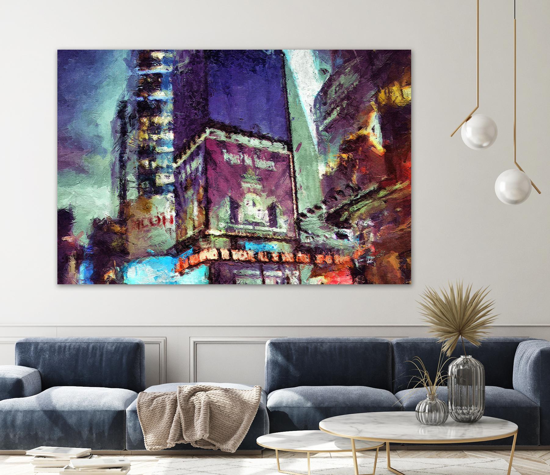 Painted City V by Jean-François Dupuis on GIANT ART - pink architecture new-york