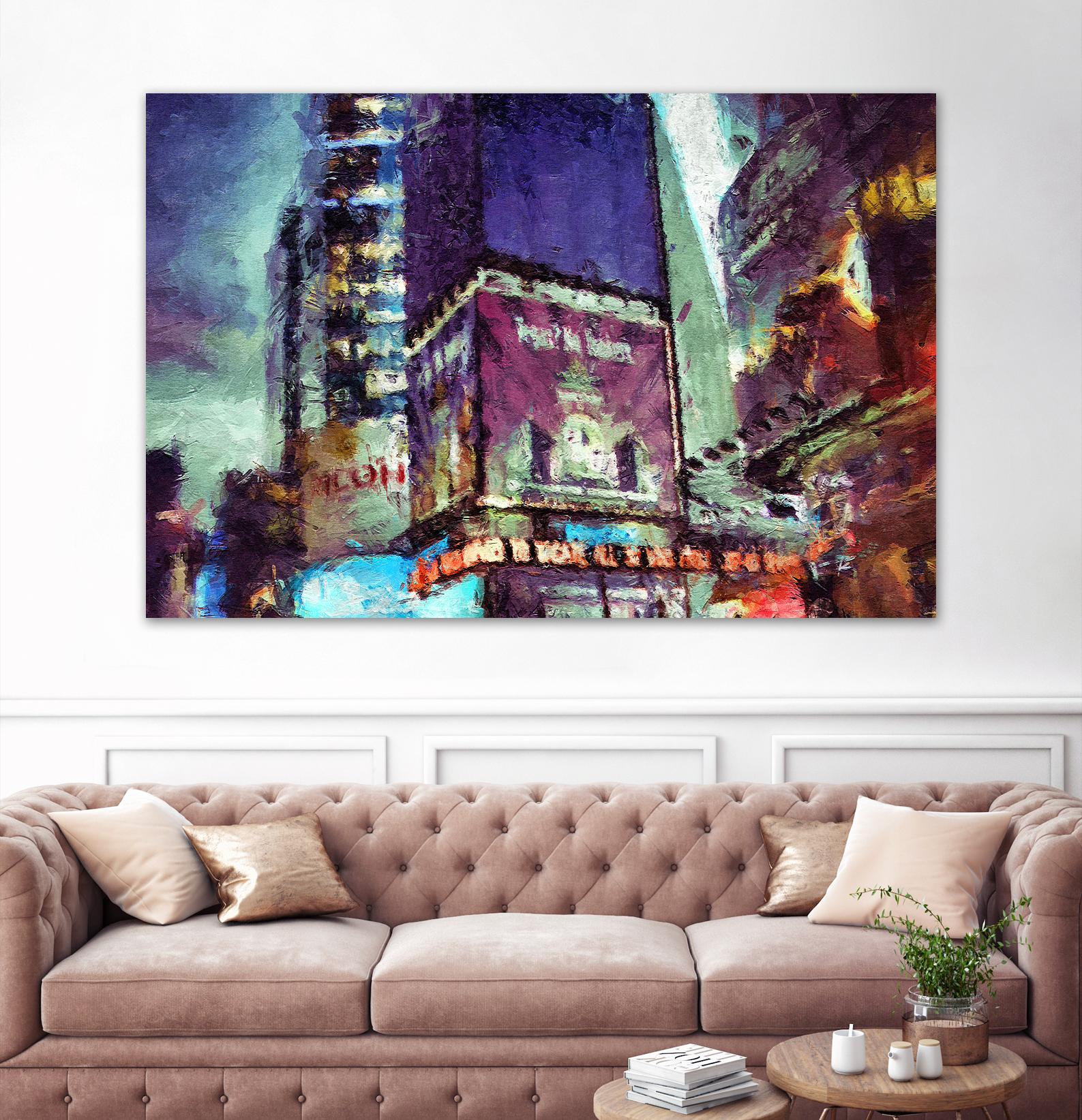 Painted City V by Jean-François Dupuis on GIANT ART - pink architecture new-york