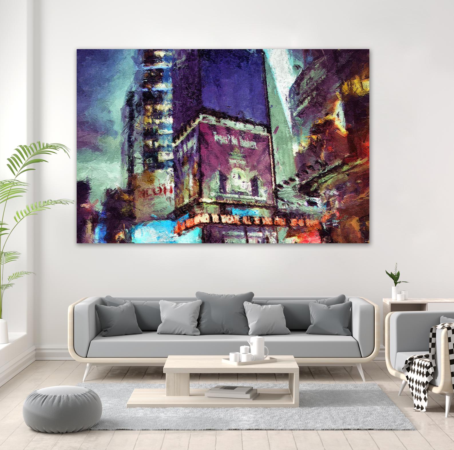 Painted City V by Jean-François Dupuis on GIANT ART - pink architecture new-york