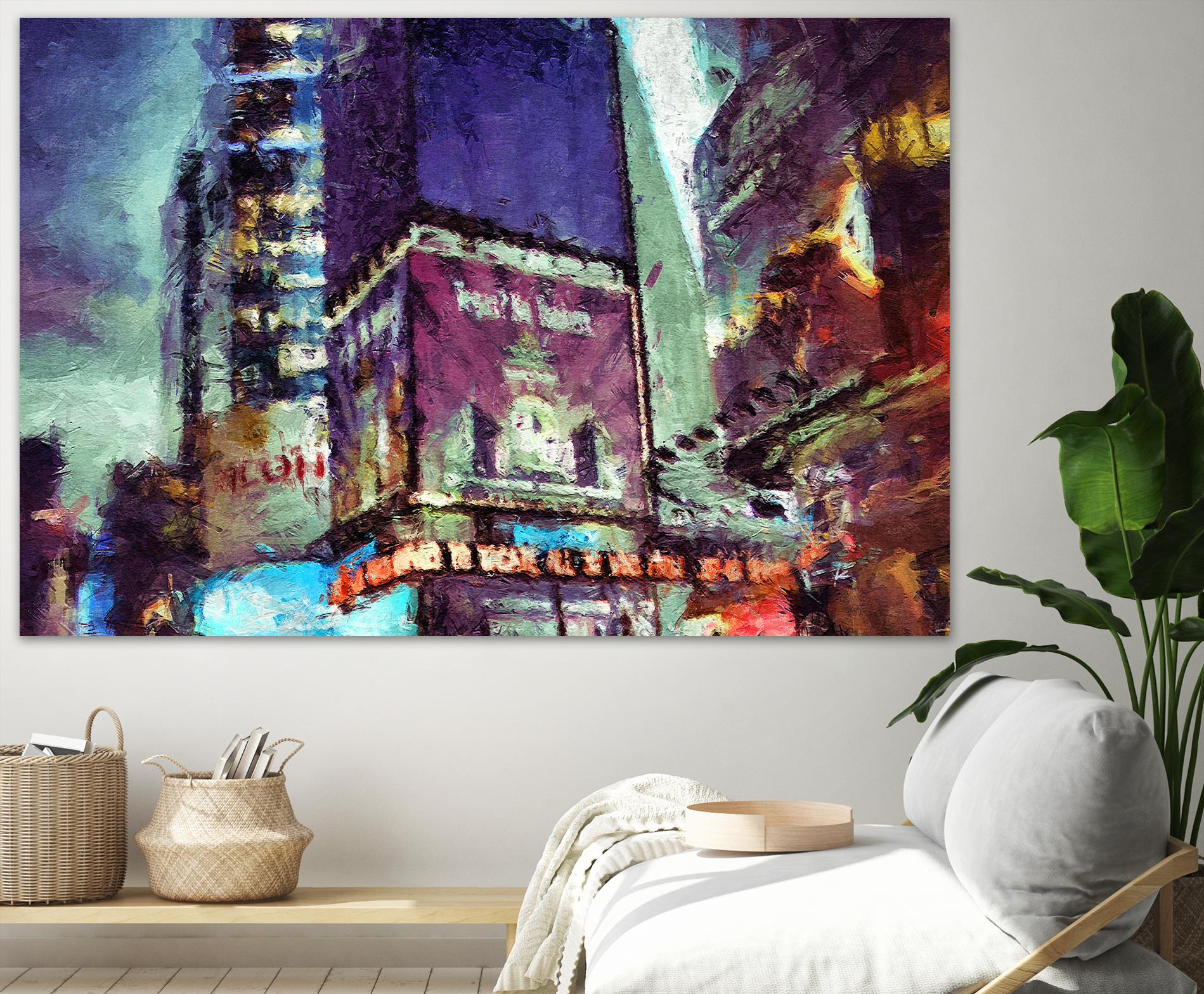 Painted City V by Jean-François Dupuis on GIANT ART - pink architecture new-york