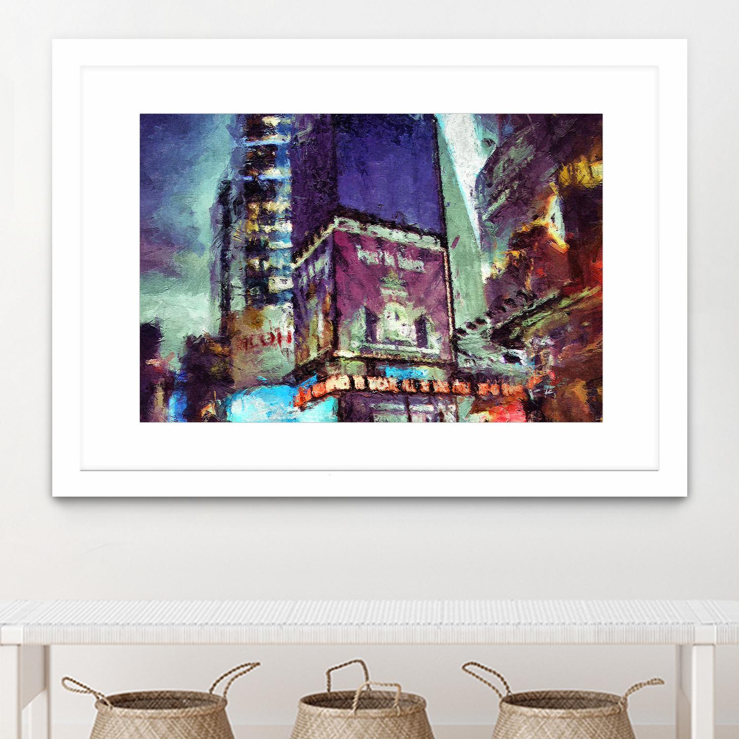 Painted City V by Jean-François Dupuis on GIANT ART - pink architecture new-york