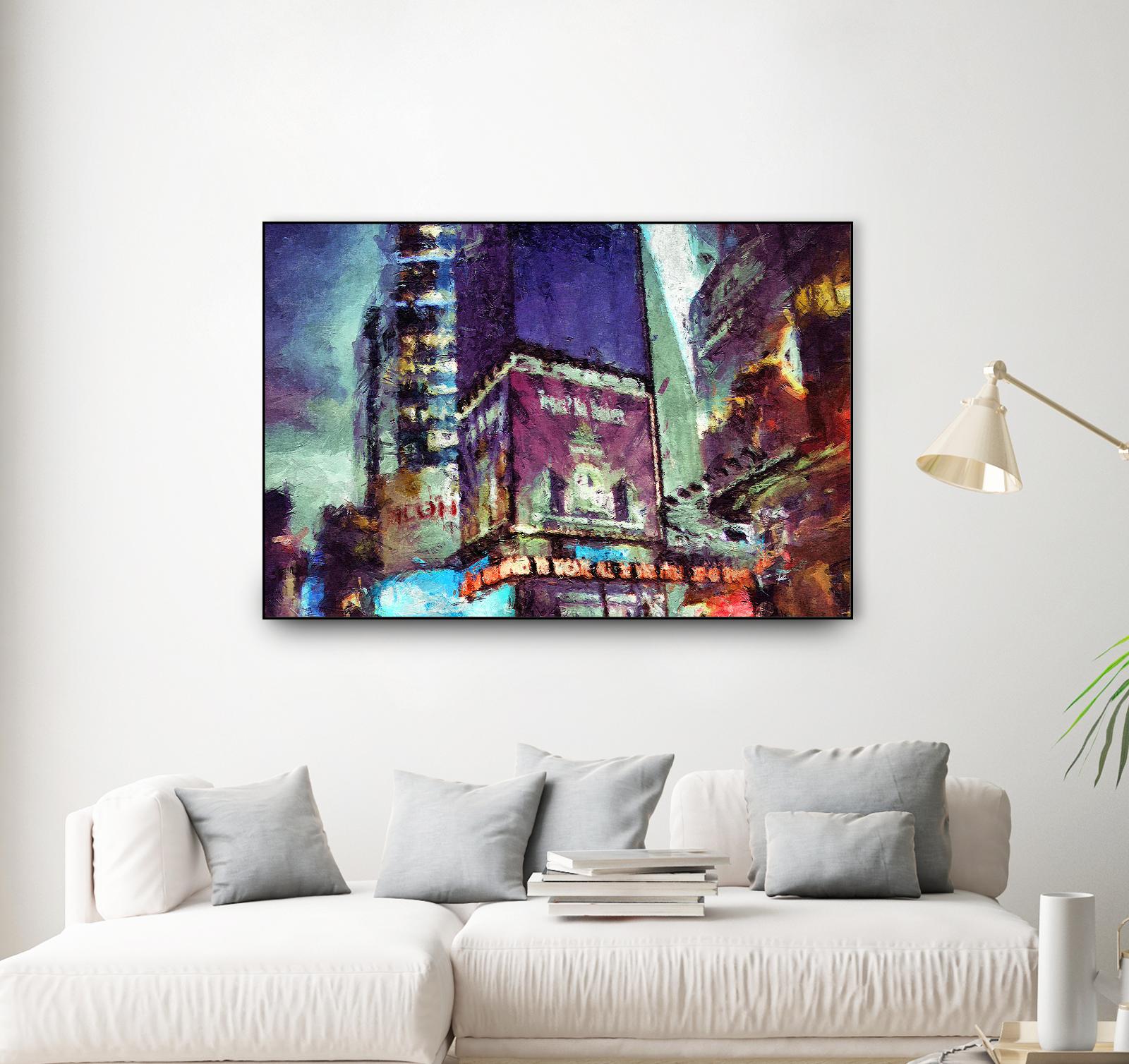 Painted City V by Jean-François Dupuis on GIANT ART - pink architecture new-york