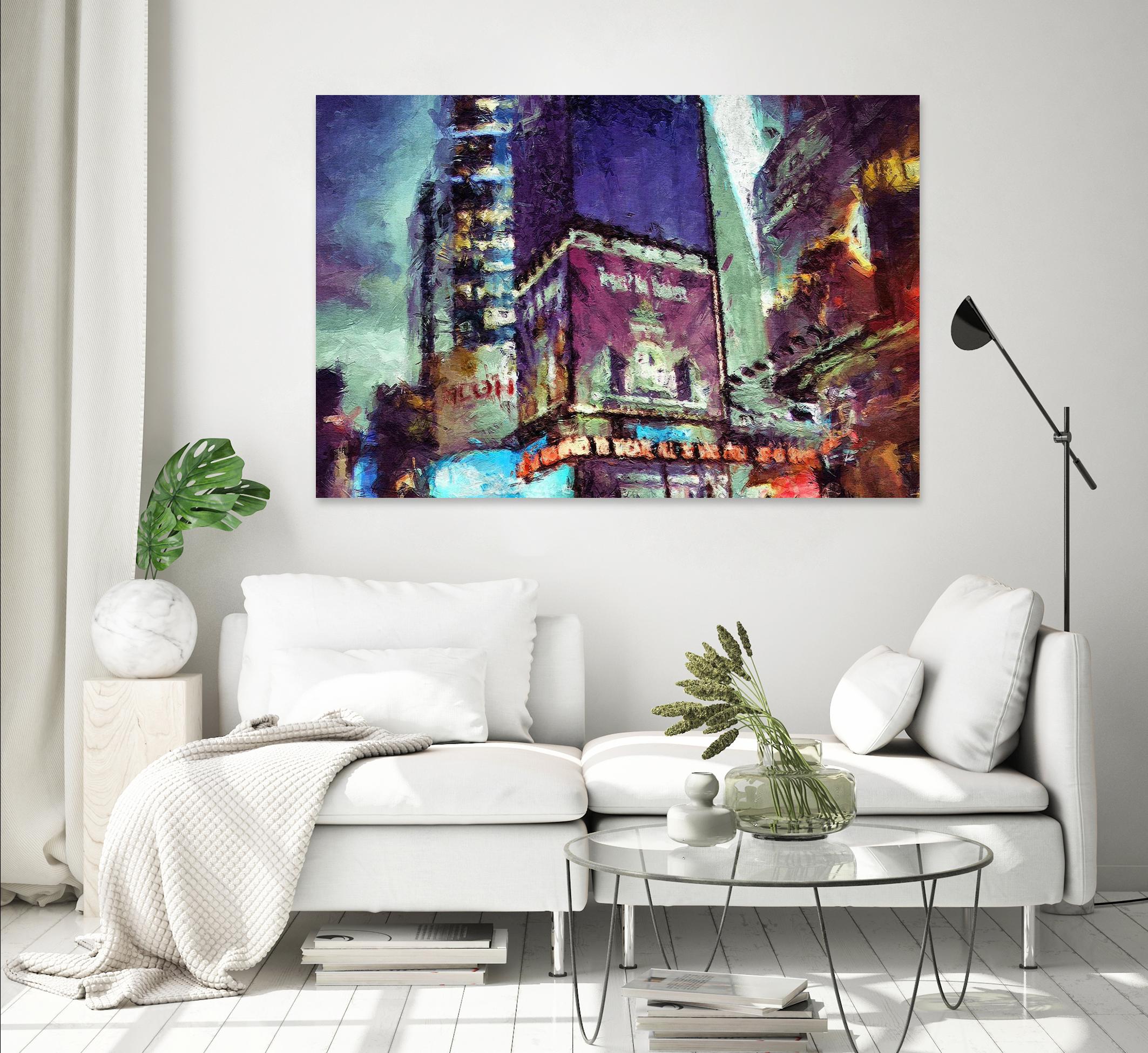 Painted City V by Jean-François Dupuis on GIANT ART - pink architecture new-york