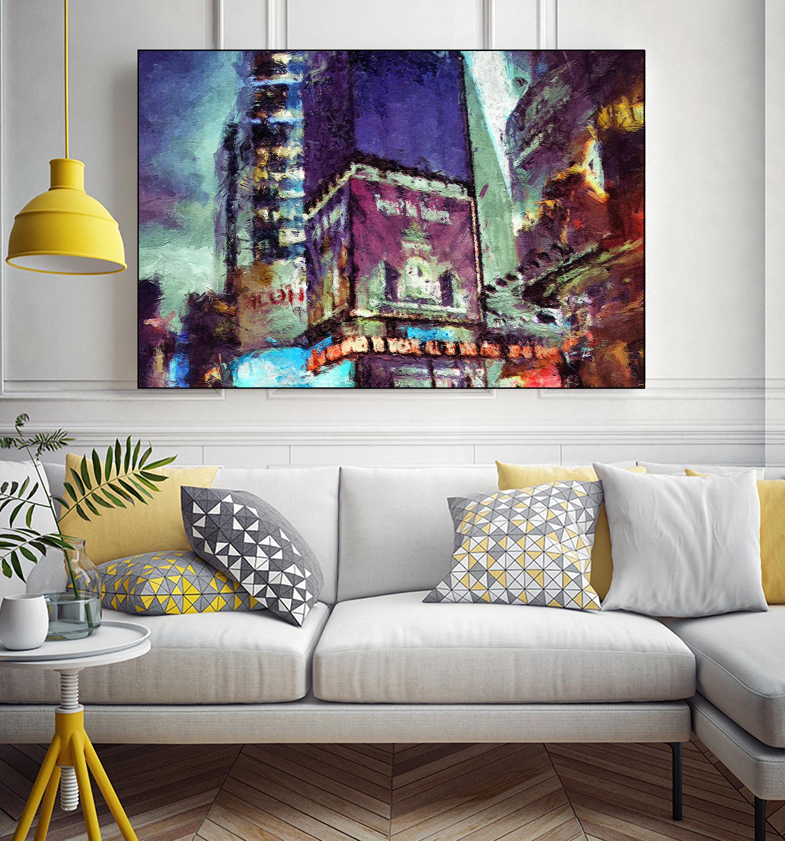 Painted City V by Jean-François Dupuis on GIANT ART - pink architecture new-york