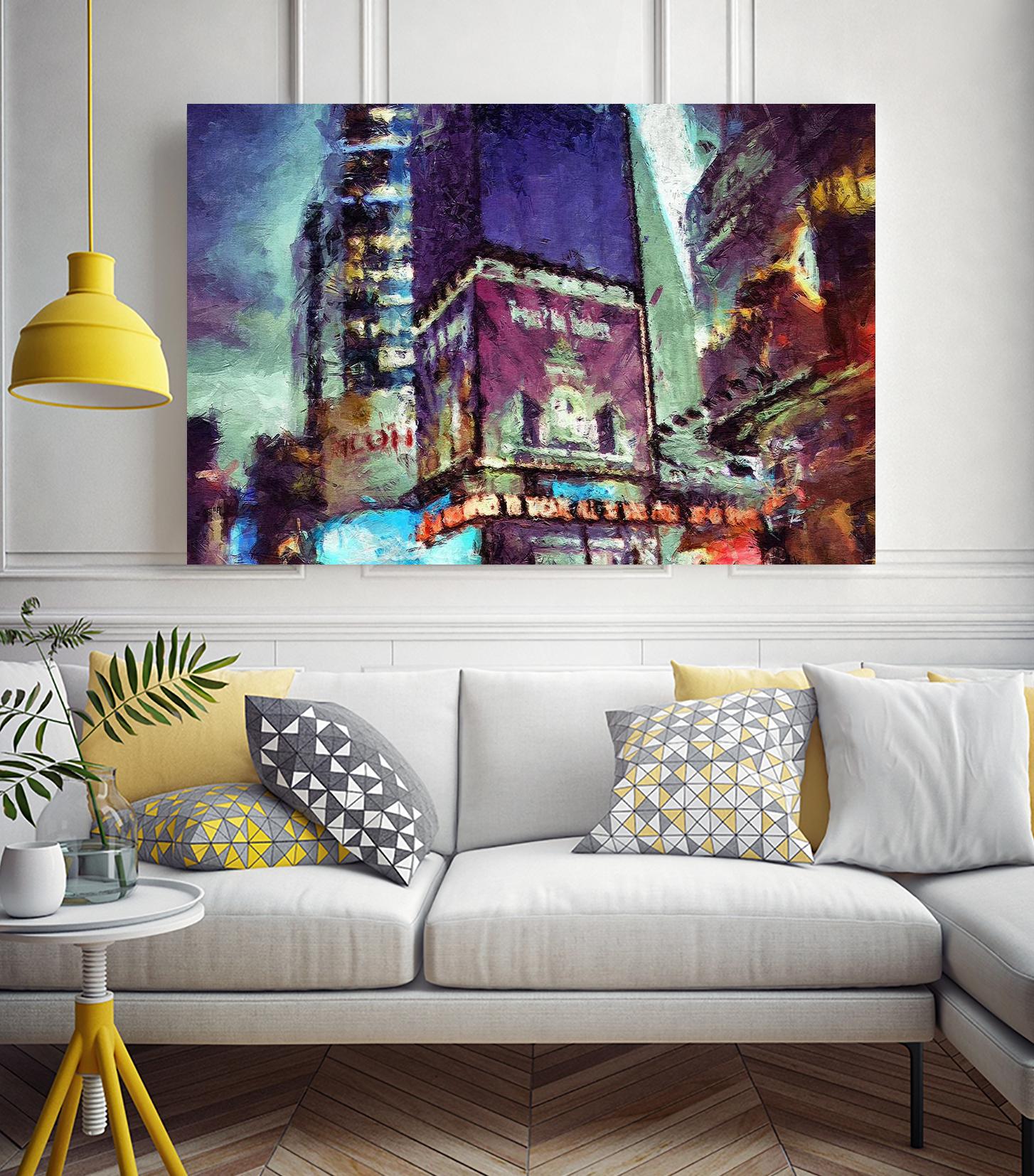 Painted City V by Jean-François Dupuis on GIANT ART - pink architecture new-york