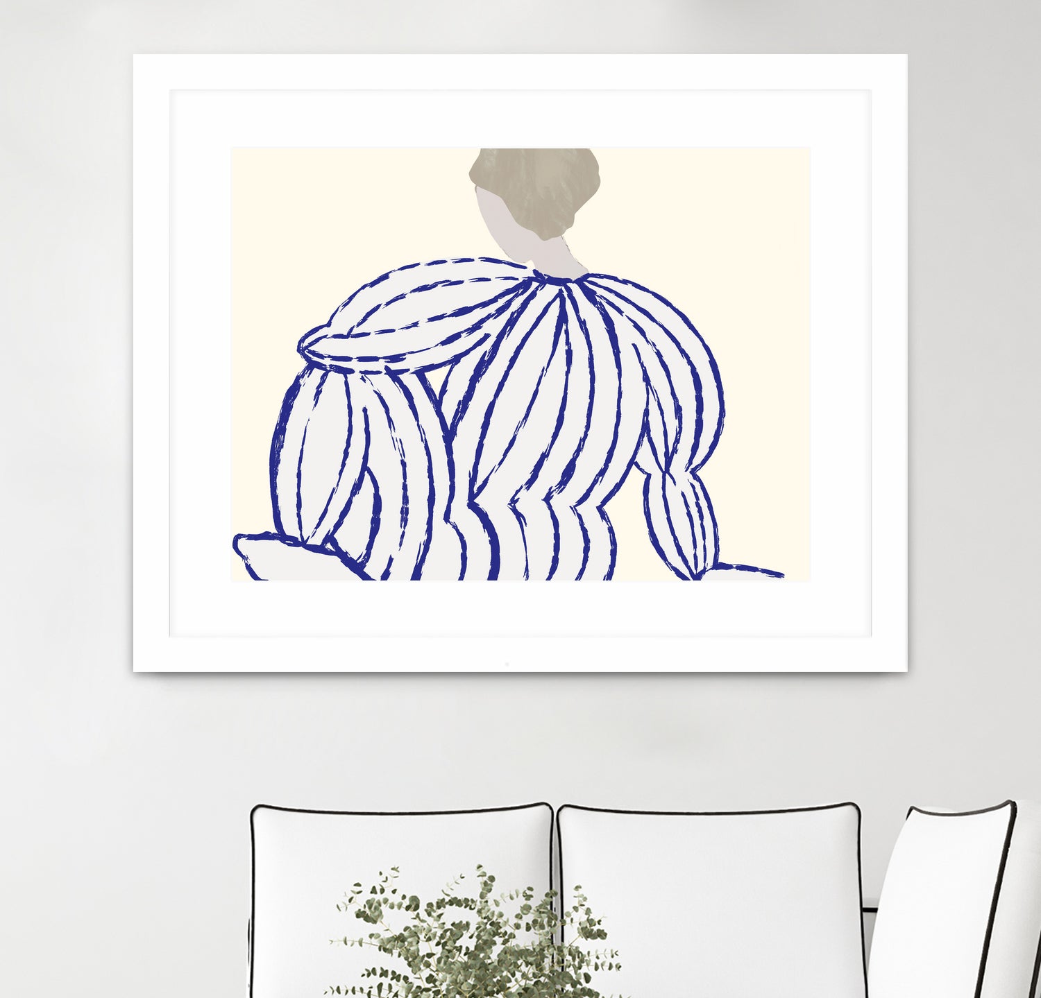 Blue reflection by M Studio on GIANT ART - beige minimalist