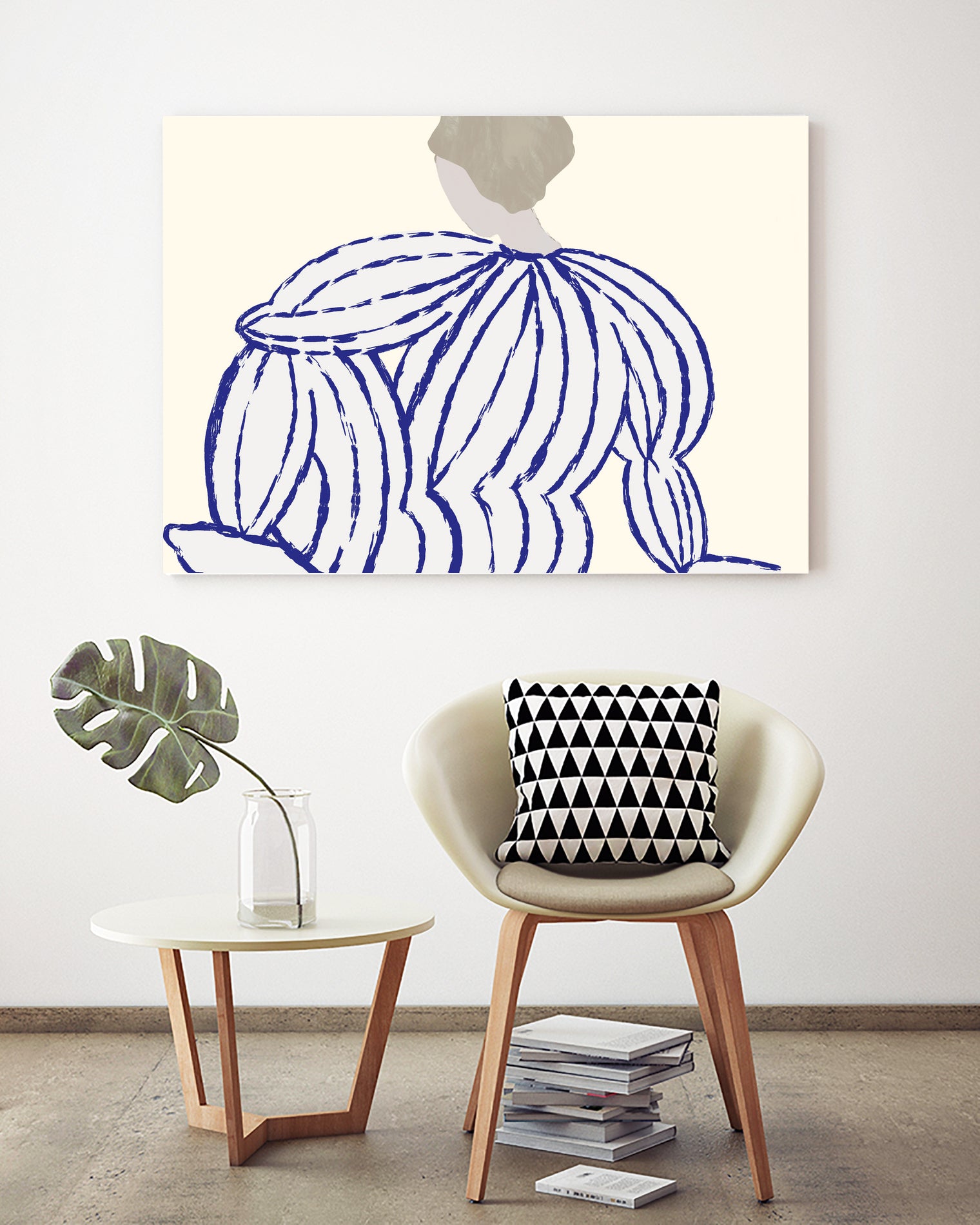 Blue reflection by M Studio on GIANT ART - beige minimalist