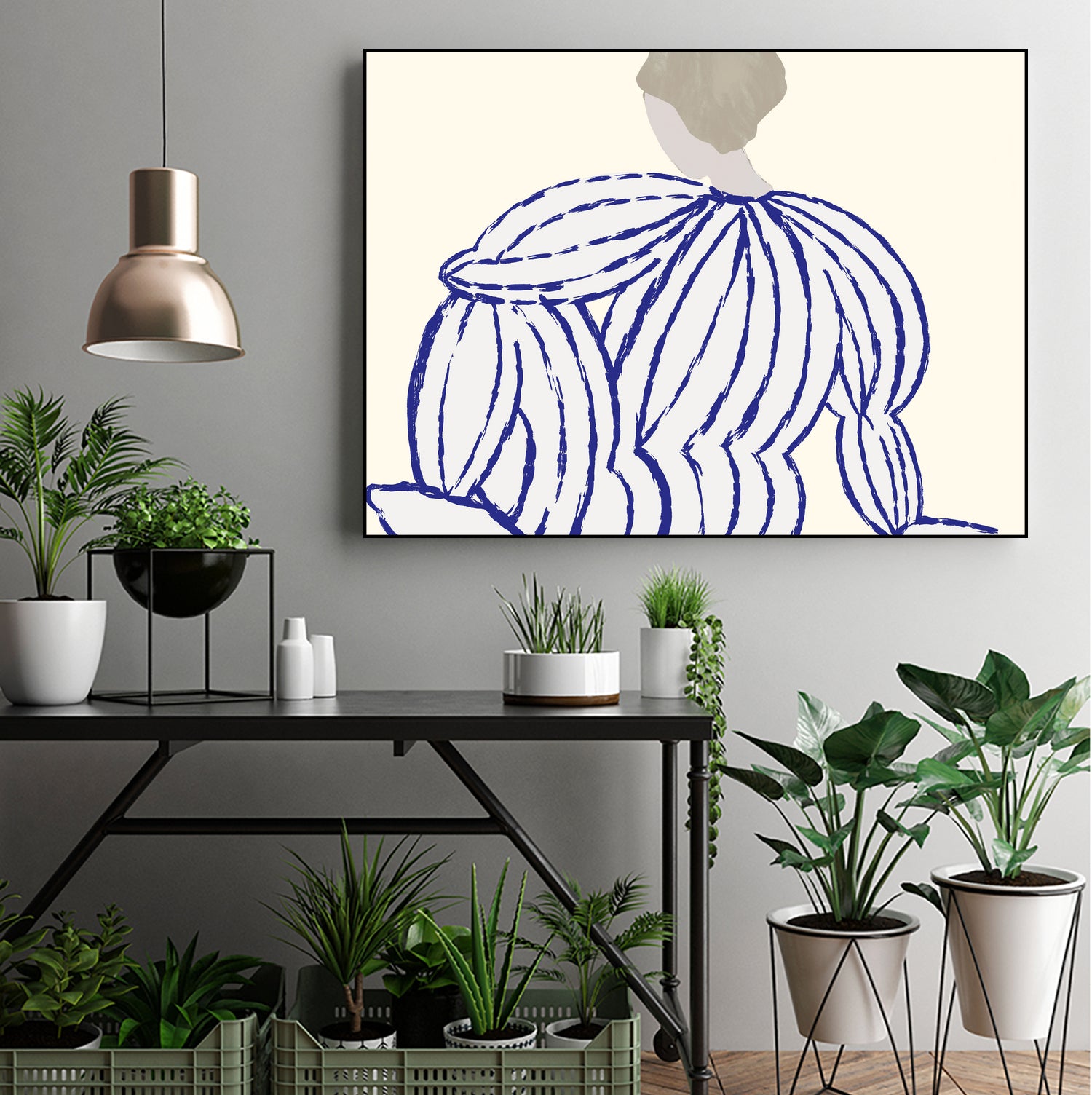 Blue reflection by M Studio on GIANT ART - beige minimalist